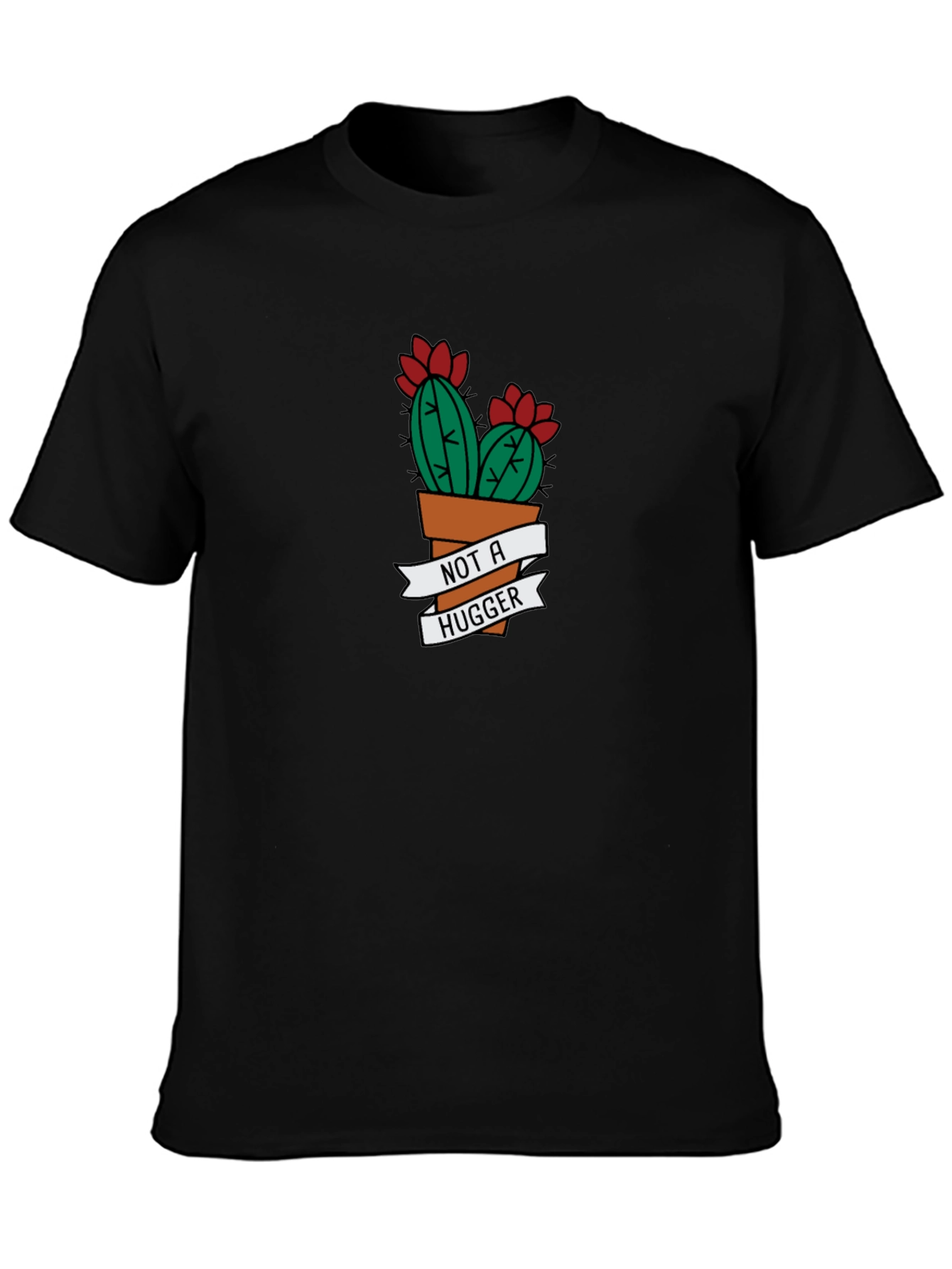 Not A Hugger Cactus Graphic Tee - Black