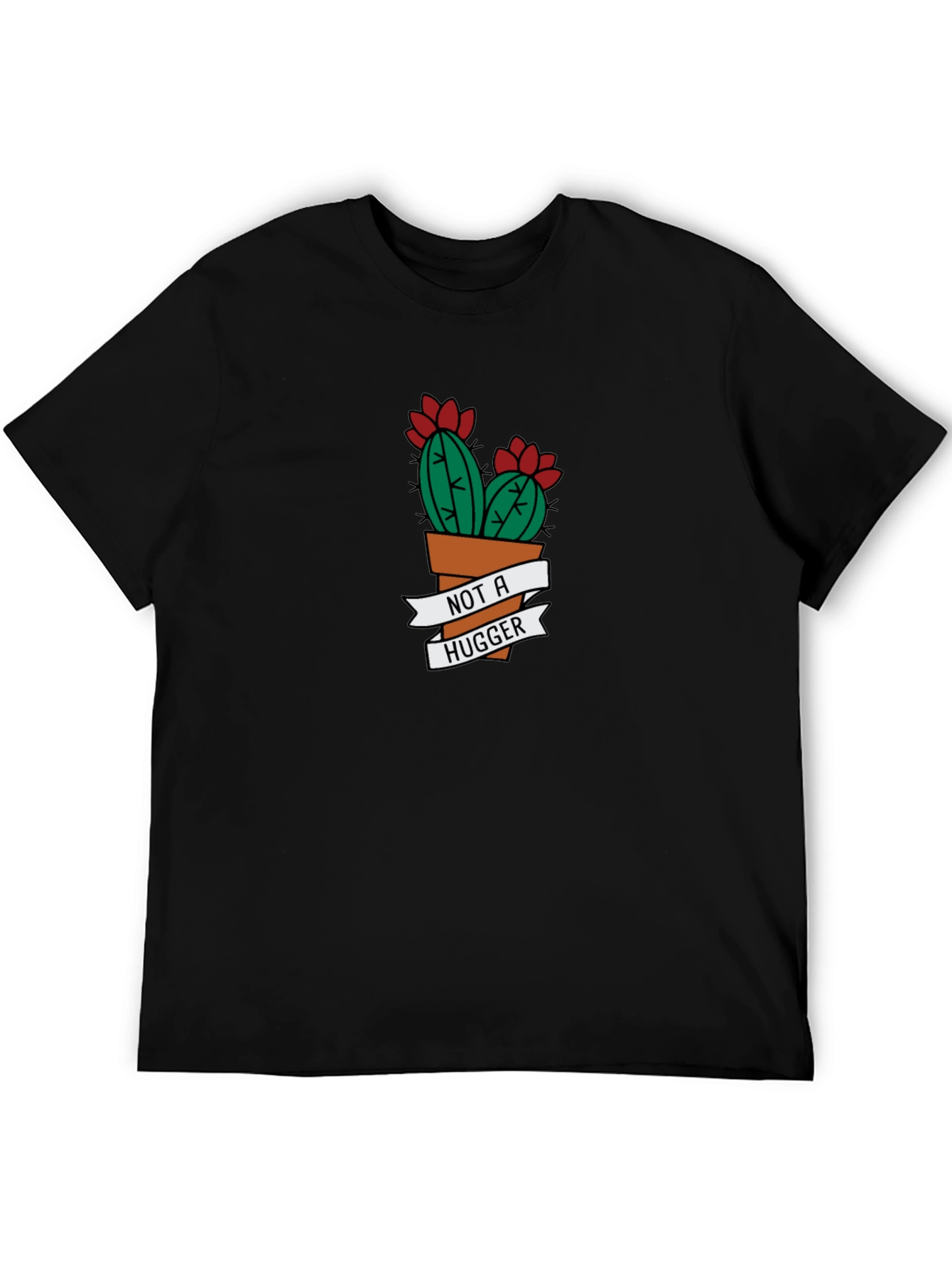 Not A Hugger Cactus Graphic Tee - Black