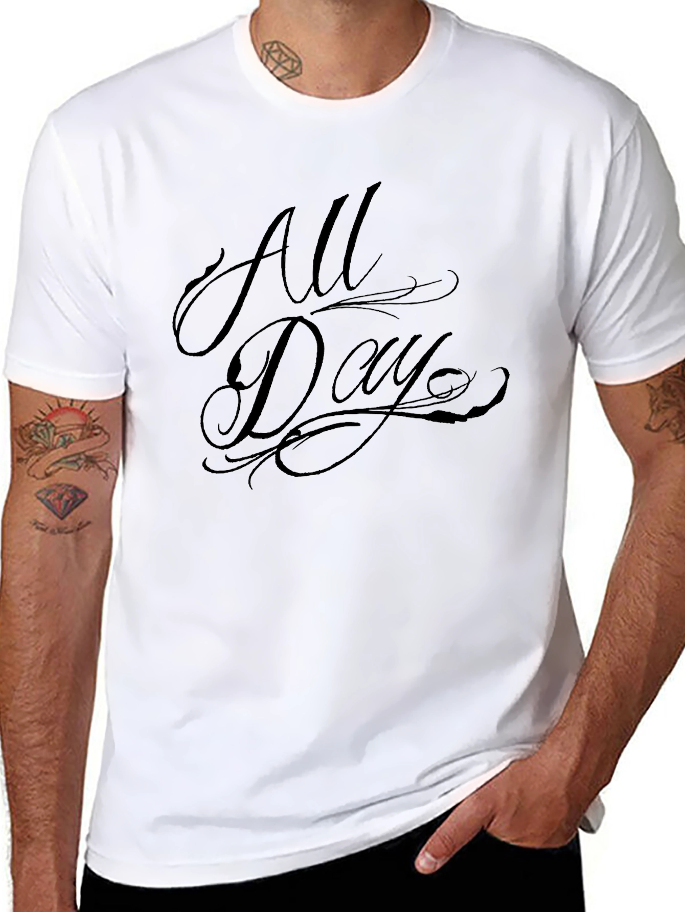 All Day Graphic T-Shirt - Black Crew Neck