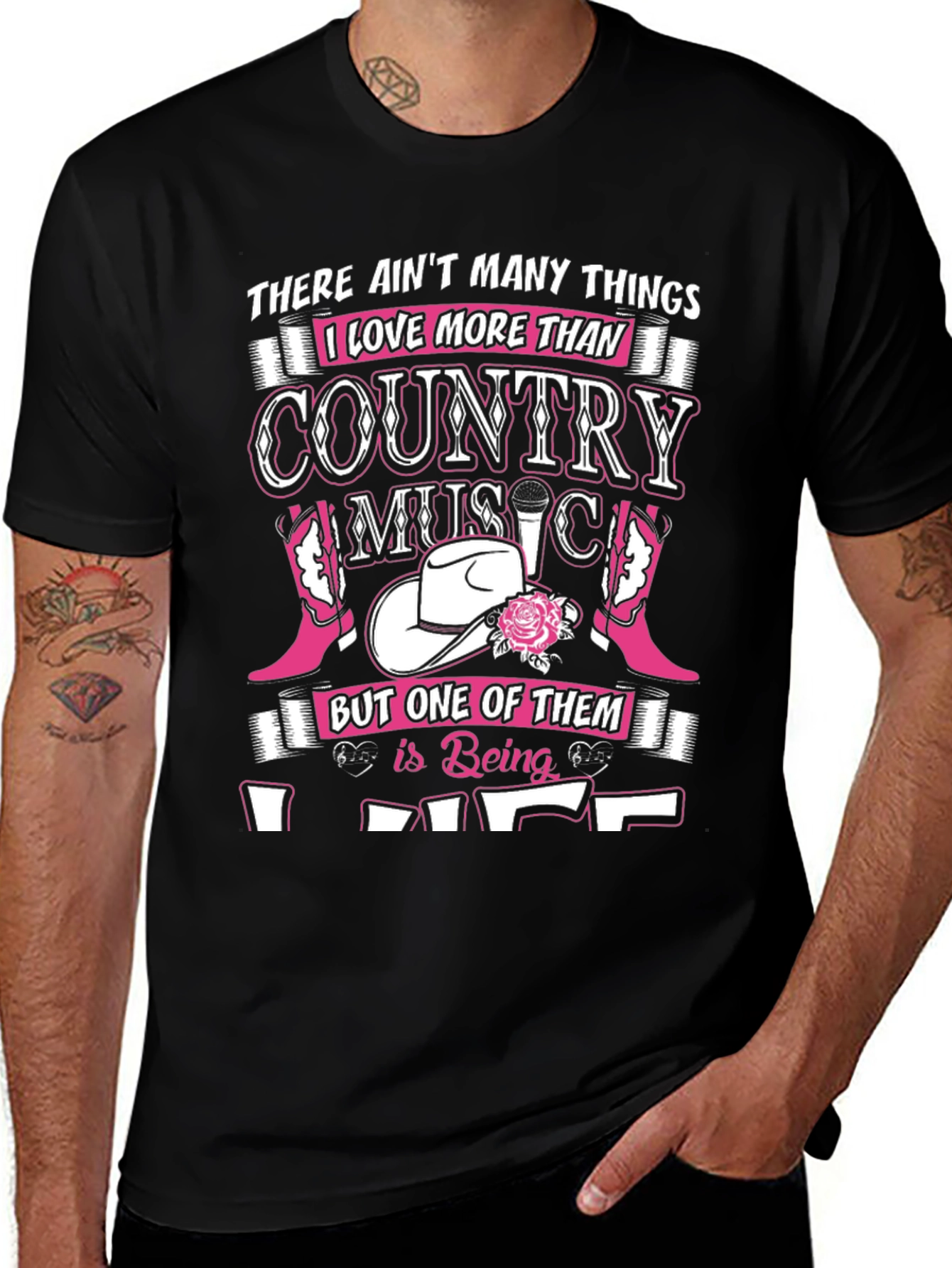 Country Music Lover Black T-Shirt