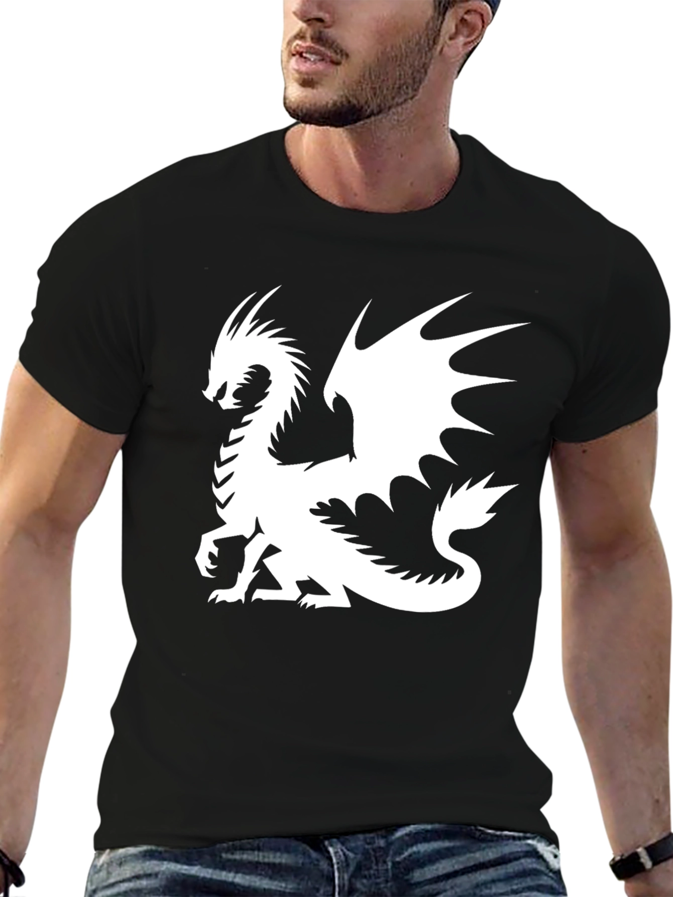 Dragon Graphic Tee - Black Cotton T-Shirt