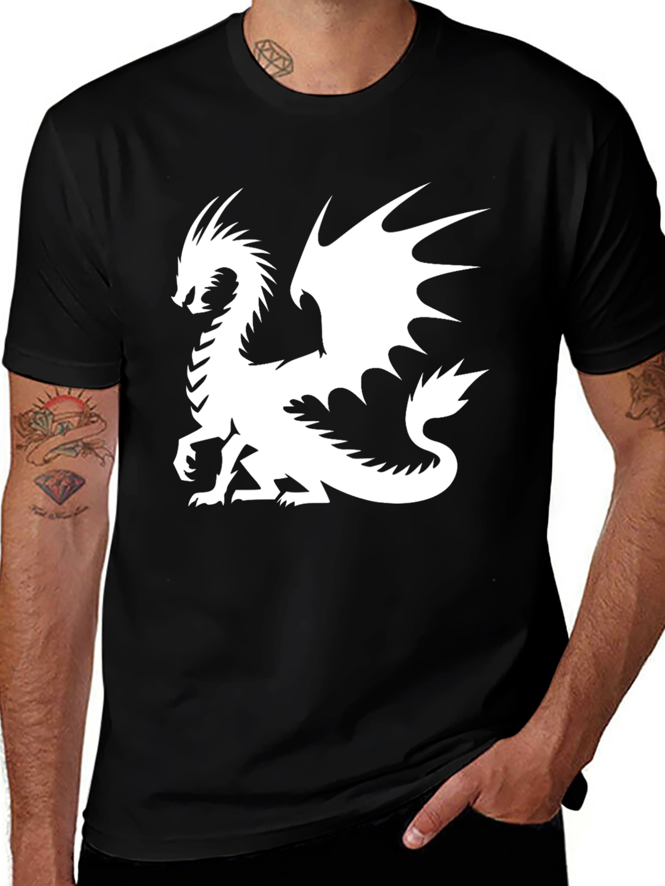 Dragon Graphic Tee - Black Cotton T-Shirt