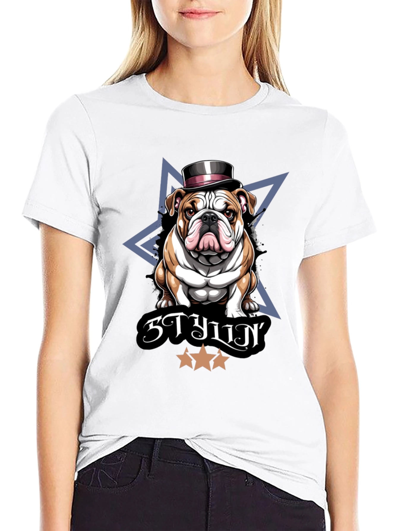 Stylish Bulldog Graphic T-Shirt
