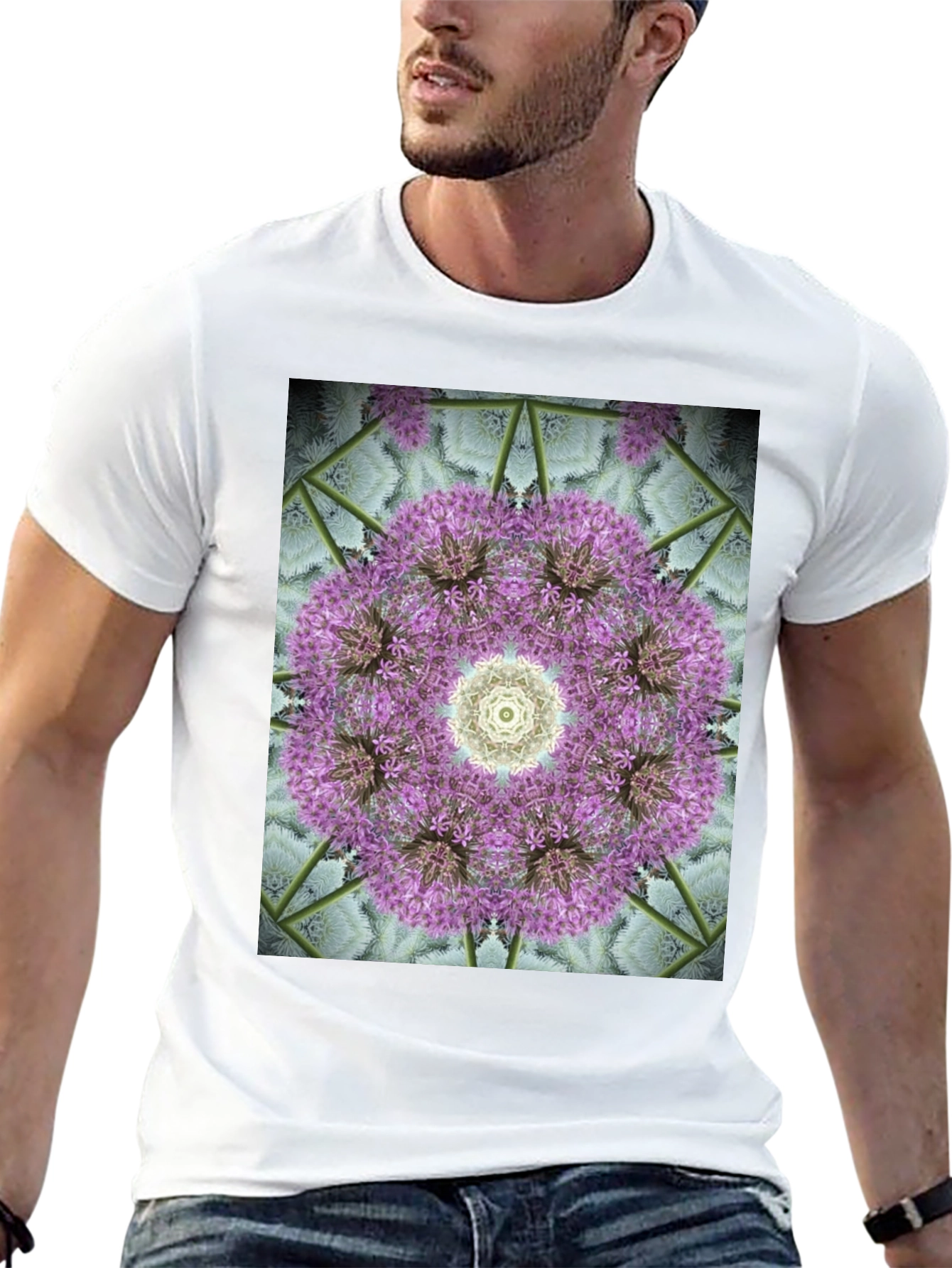 Floral Mandala Graphic Black T-Shirt