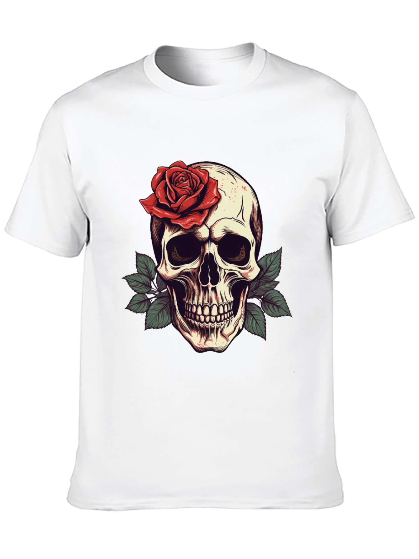 Skull & Rose Graphic Tee - Mens Black T-Shirt
