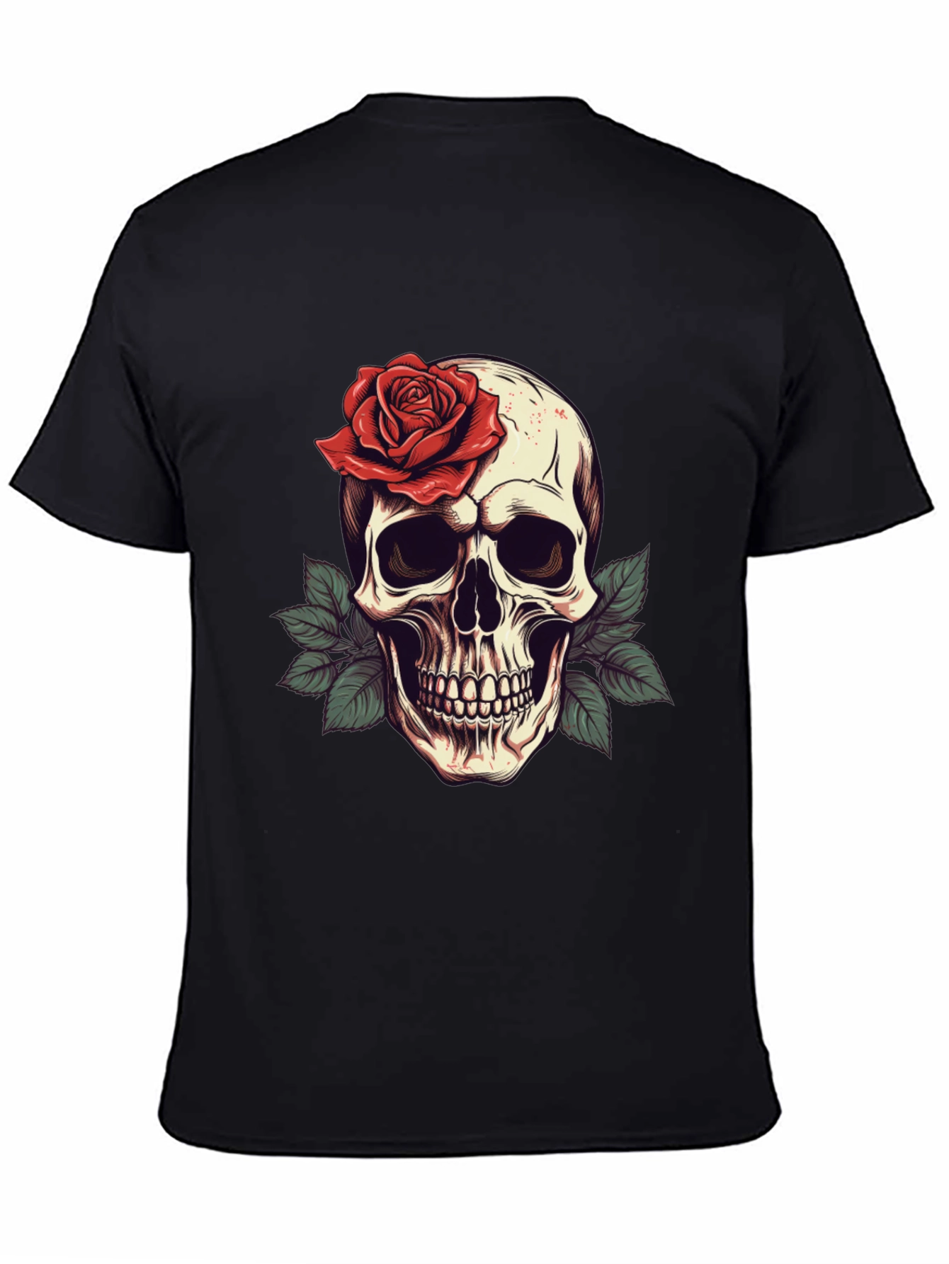 Skull & Rose Graphic Tee - Mens Black T-Shirt