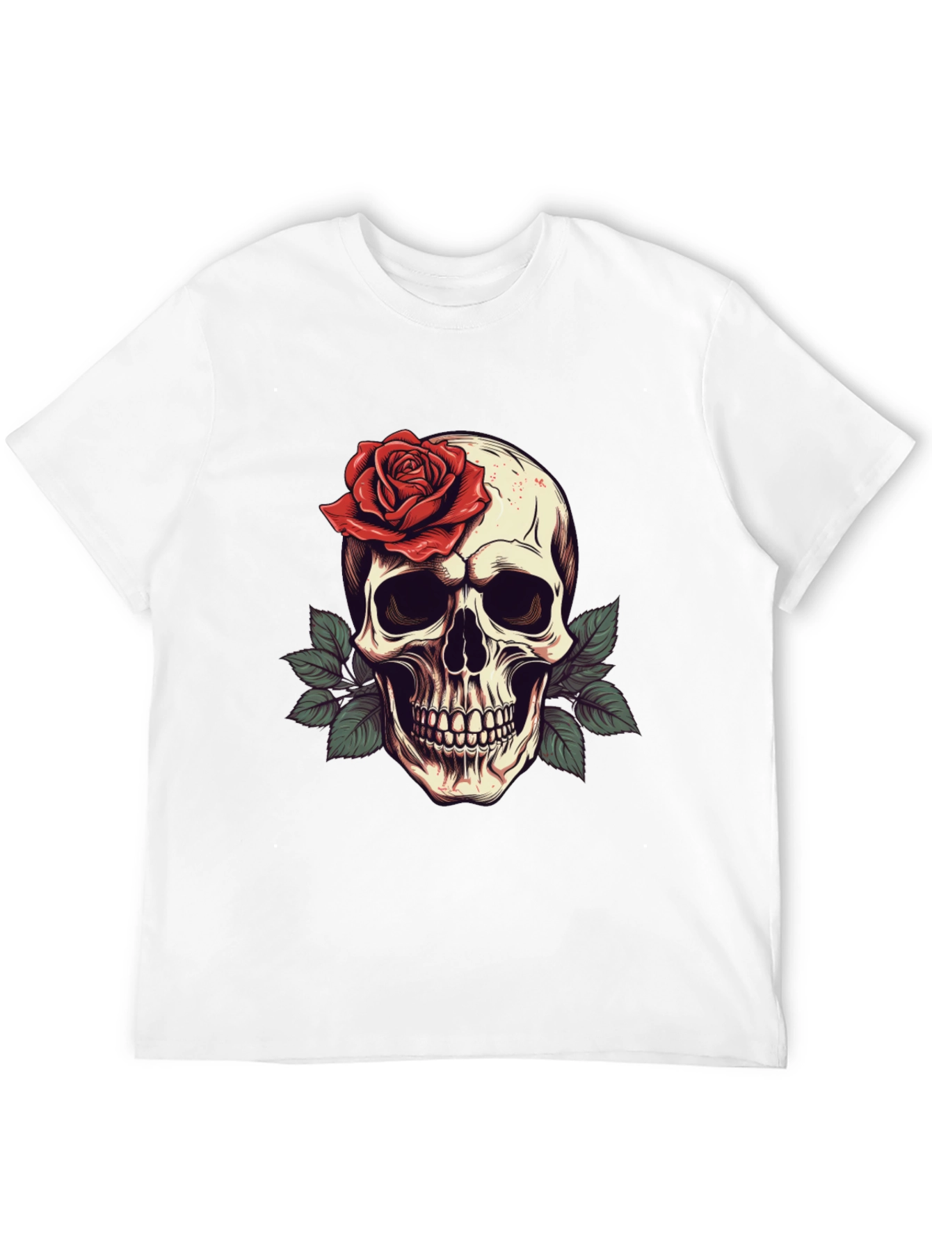 Skull & Rose Graphic Tee - Mens Black T-Shirt