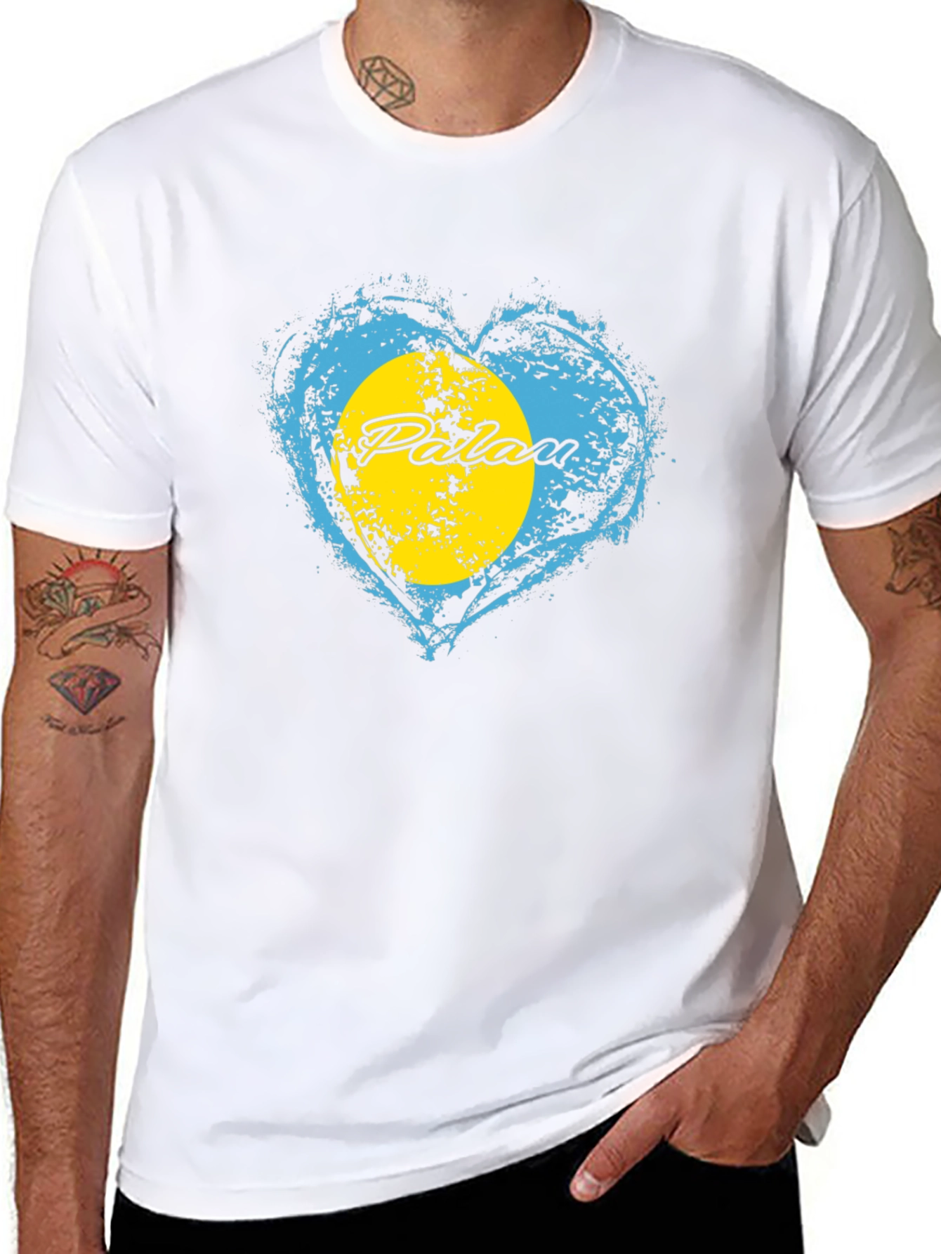 Palau Heart Flag Graphic T-Shirt - Black