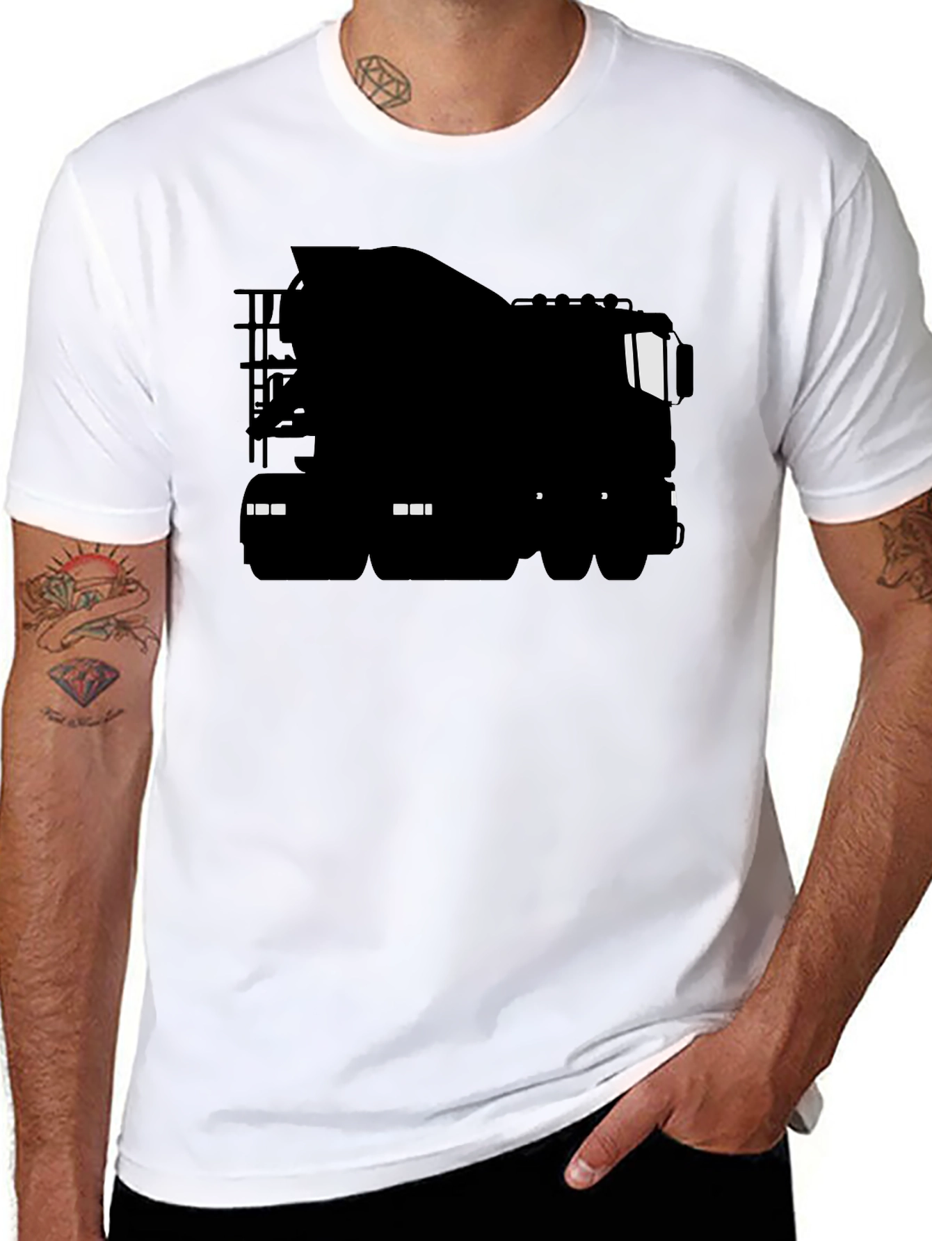 Truck Silhouette Black T-Shirt - Classic Heavy Duty Tee