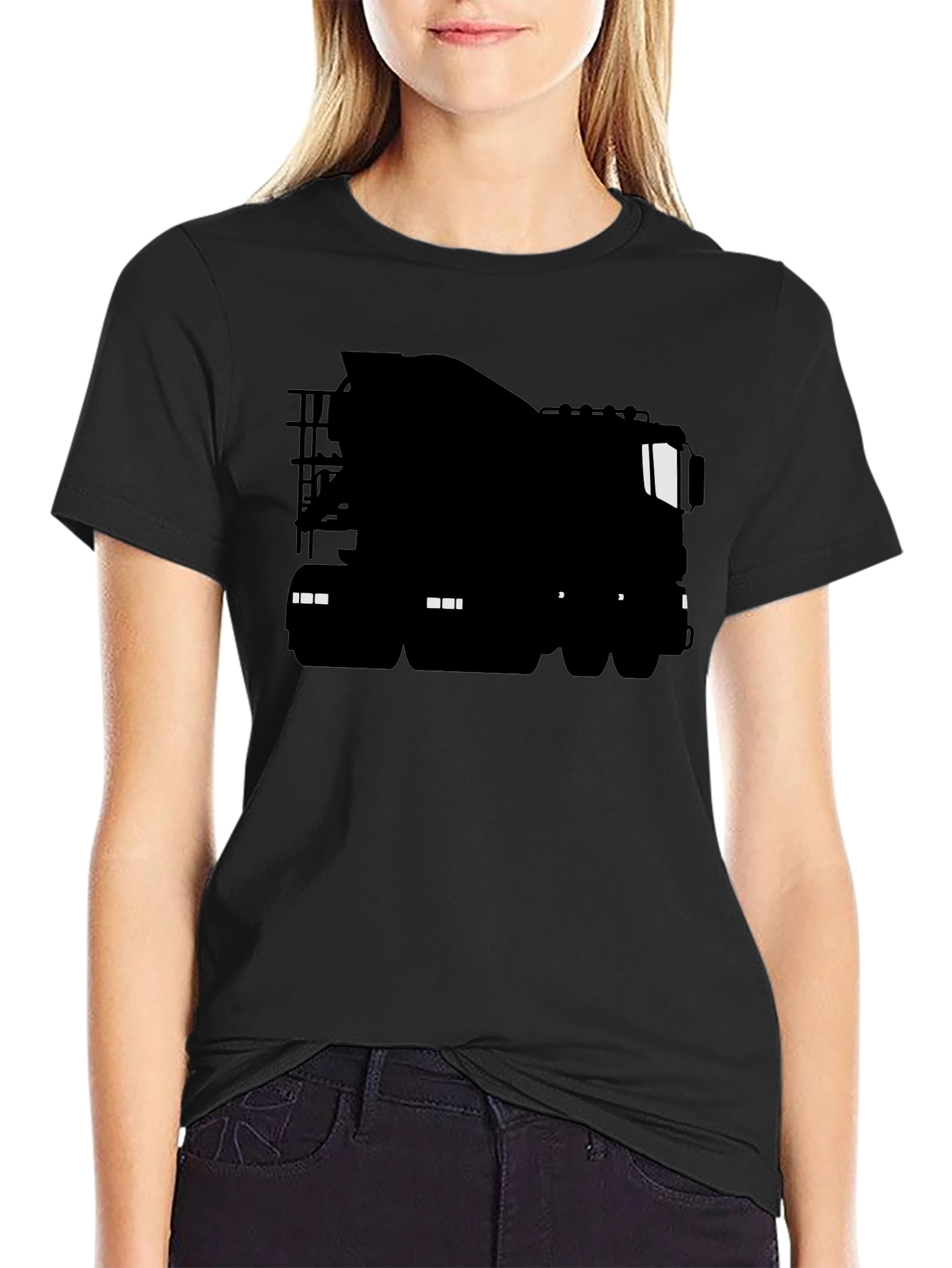Truck Silhouette Black T-Shirt - Classic Heavy Duty Tee