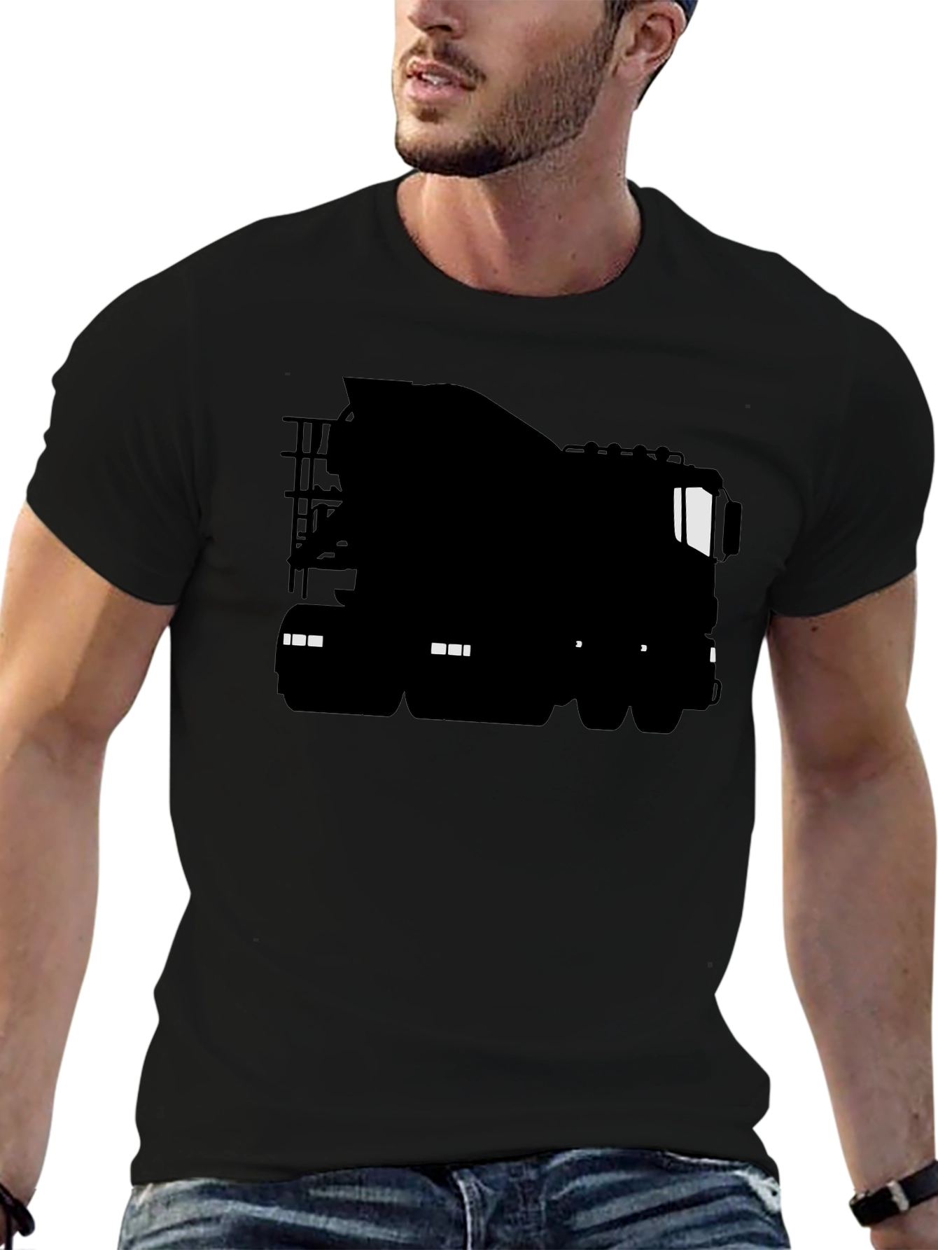 Truck Silhouette Black T-Shirt - Classic Heavy Duty Tee