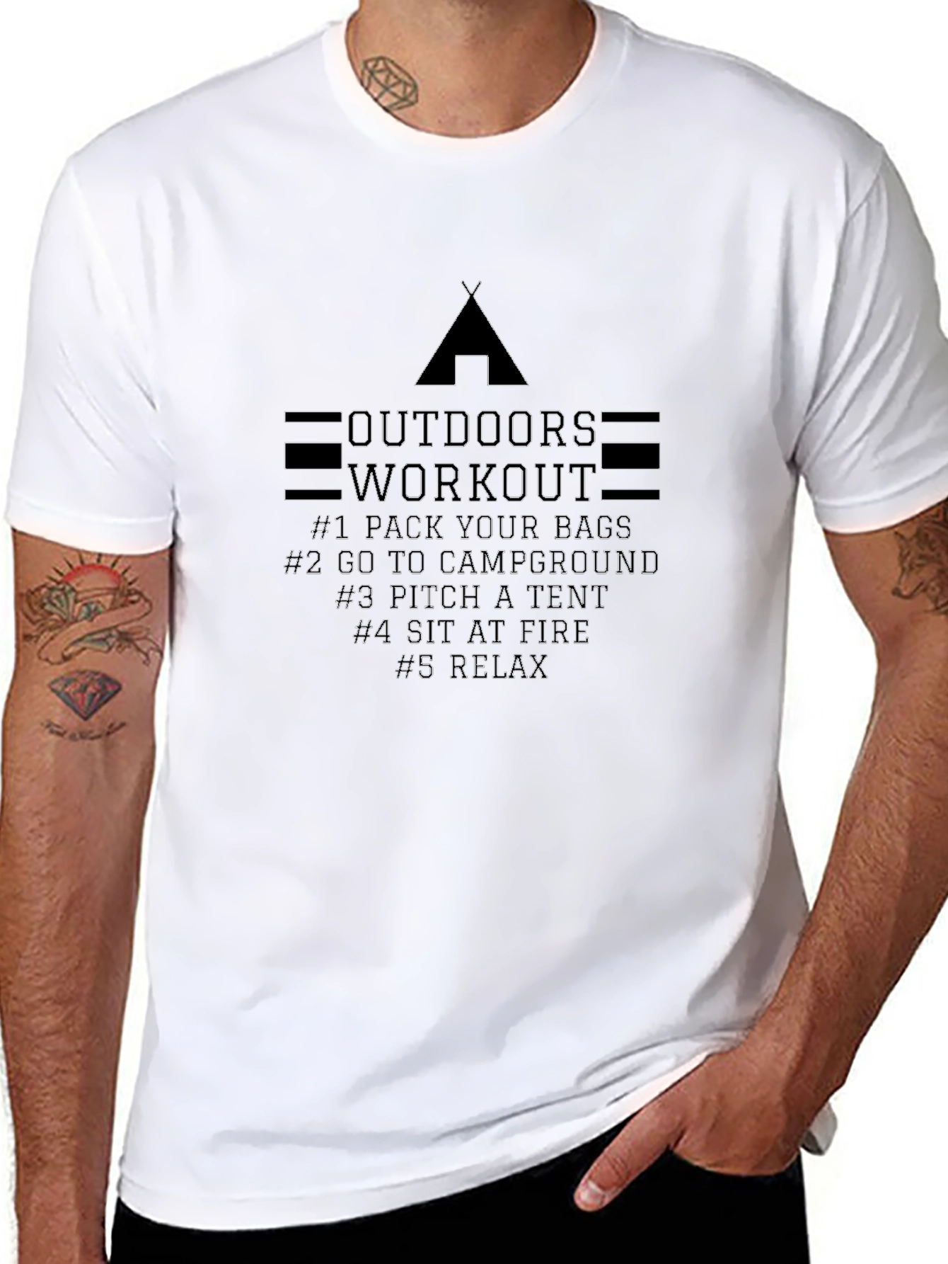Outdoors Workout Graphic Tee - Camping Adventure