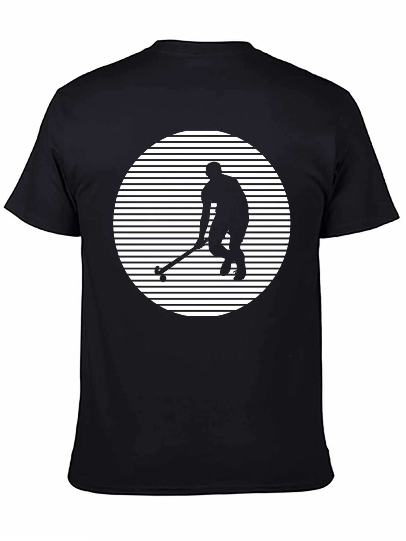Hockey Player Graphic Tee - Black Cotton