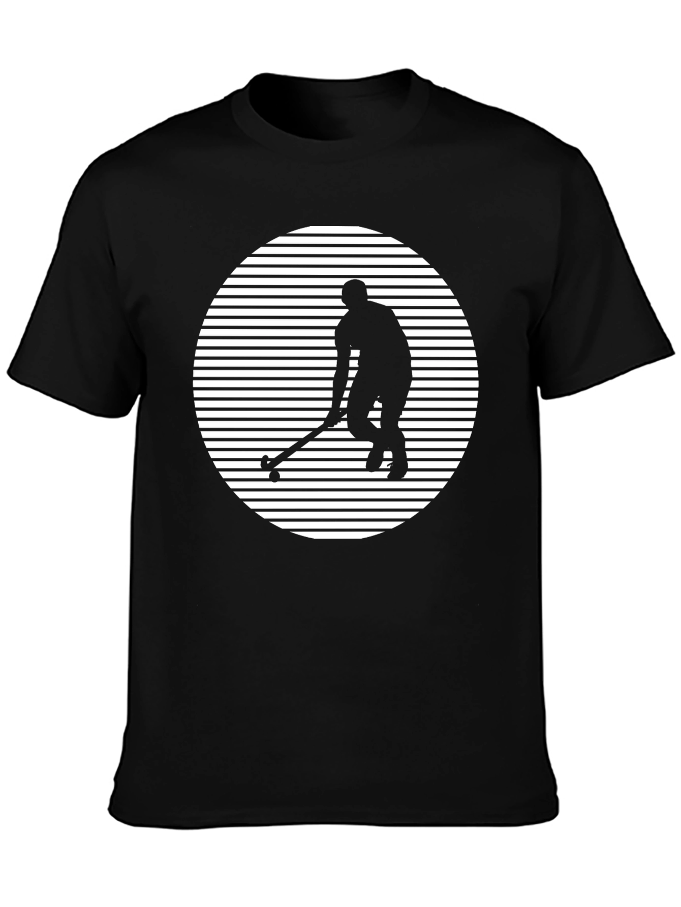 Hockey Player Graphic Tee - Black Cotton