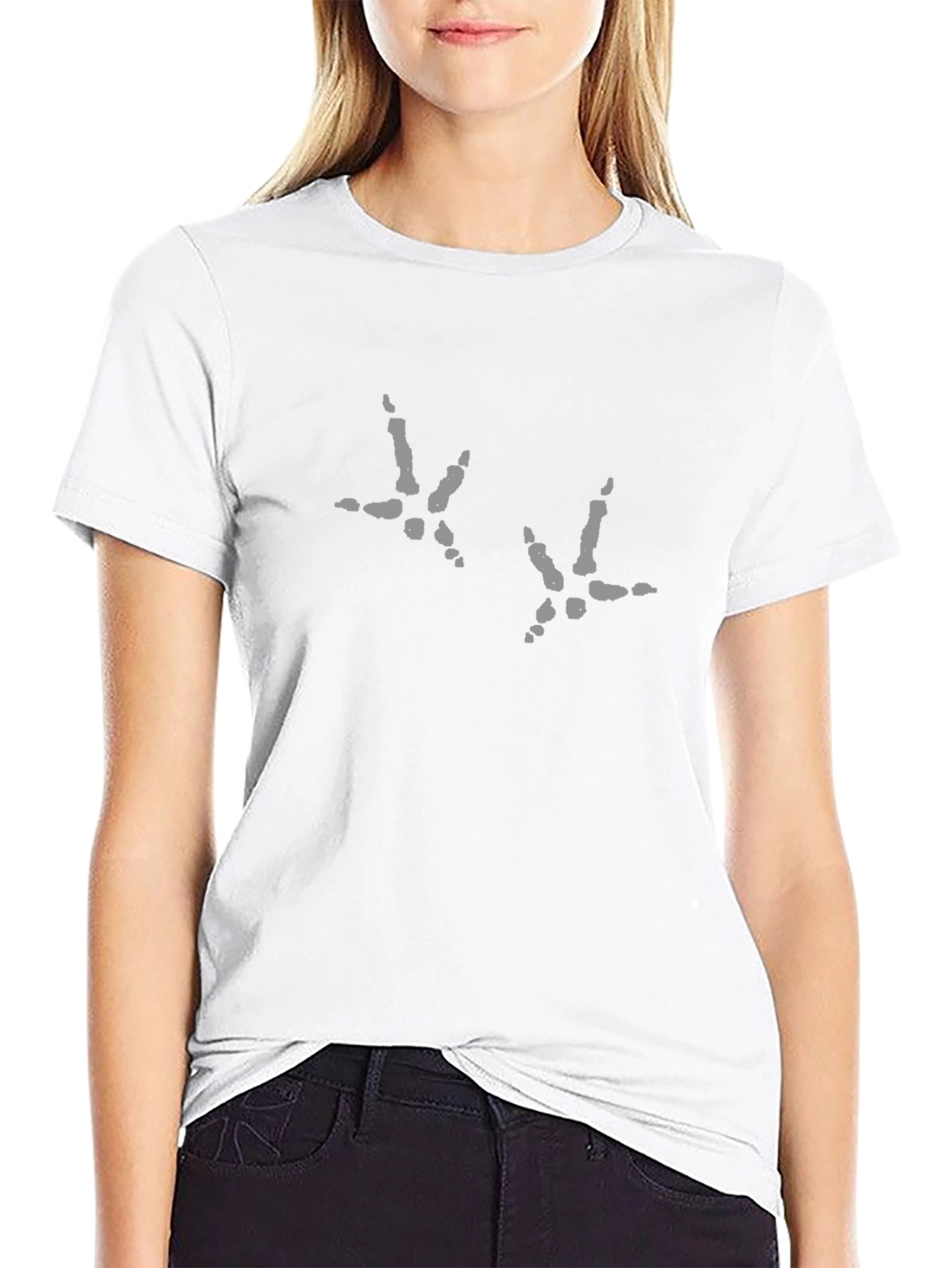 Funny Chicken Footprint Black T-Shirt