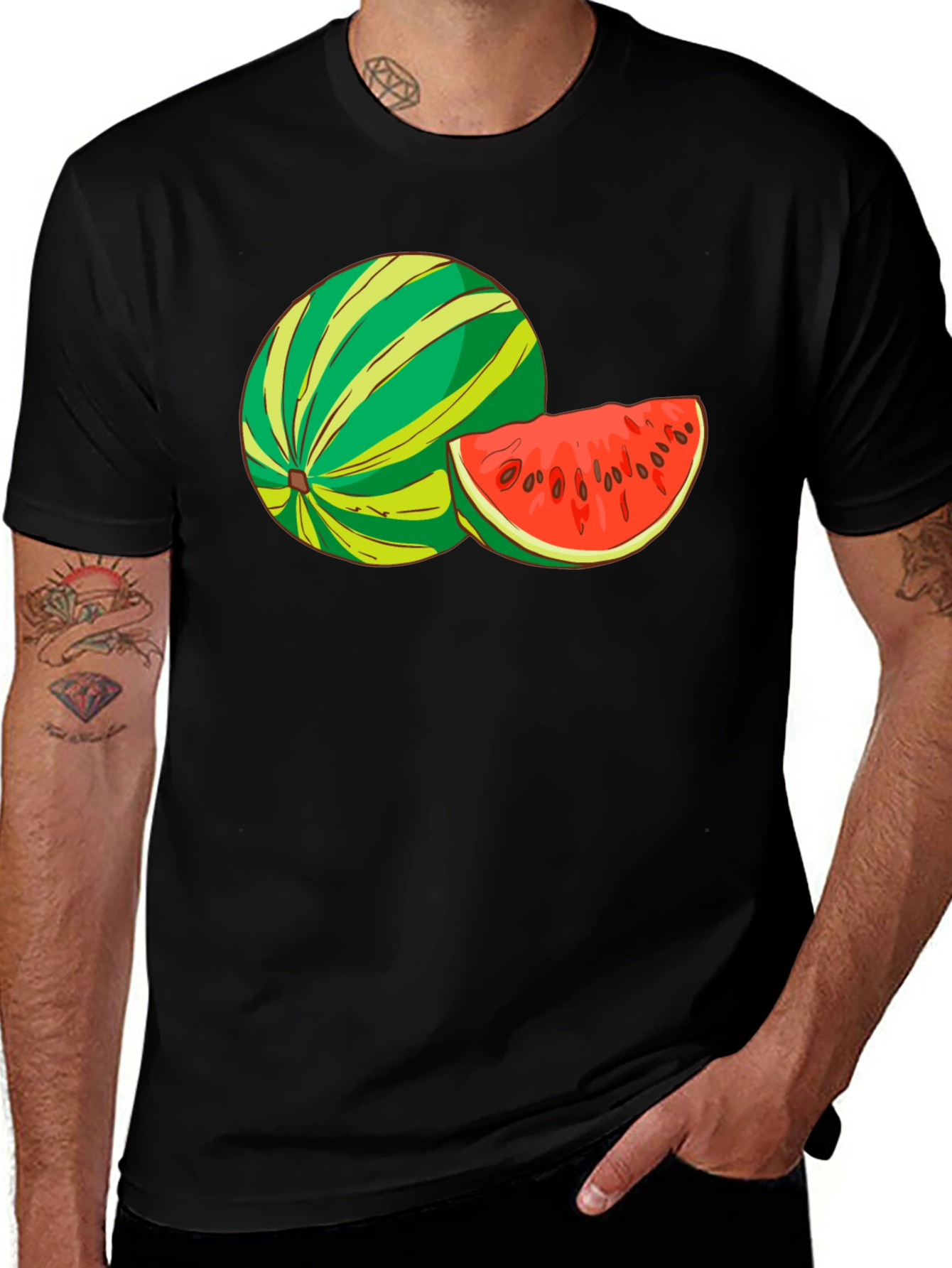 Watermelon Graphic Black T-Shirt