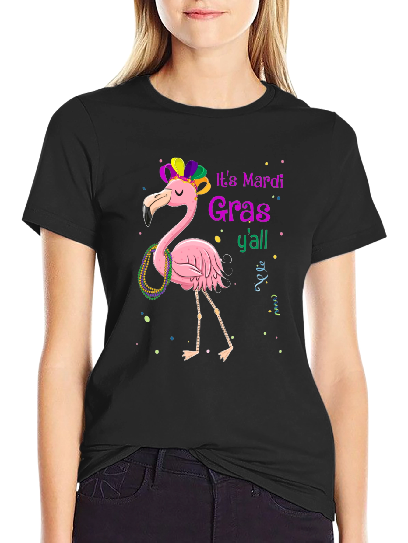 Mardi Gras Flamingo T-Shirt