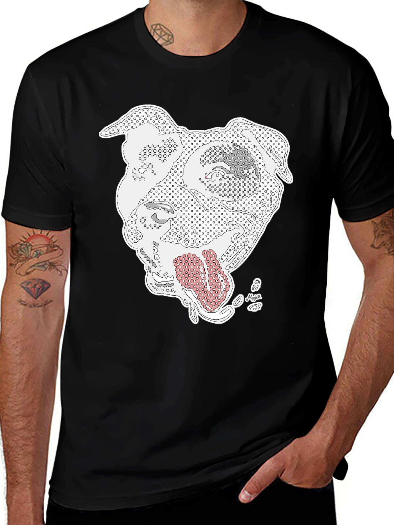 Pitbull Pop Art Black T-Shirt