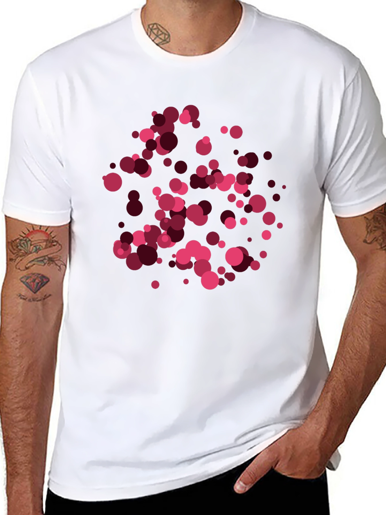 Abstract Circles Graphic Tee - Black Casual T-Shirt