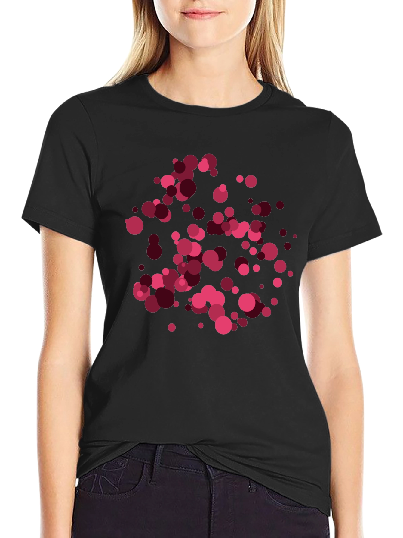 Abstract Circles Graphic Tee - Black Casual T-Shirt