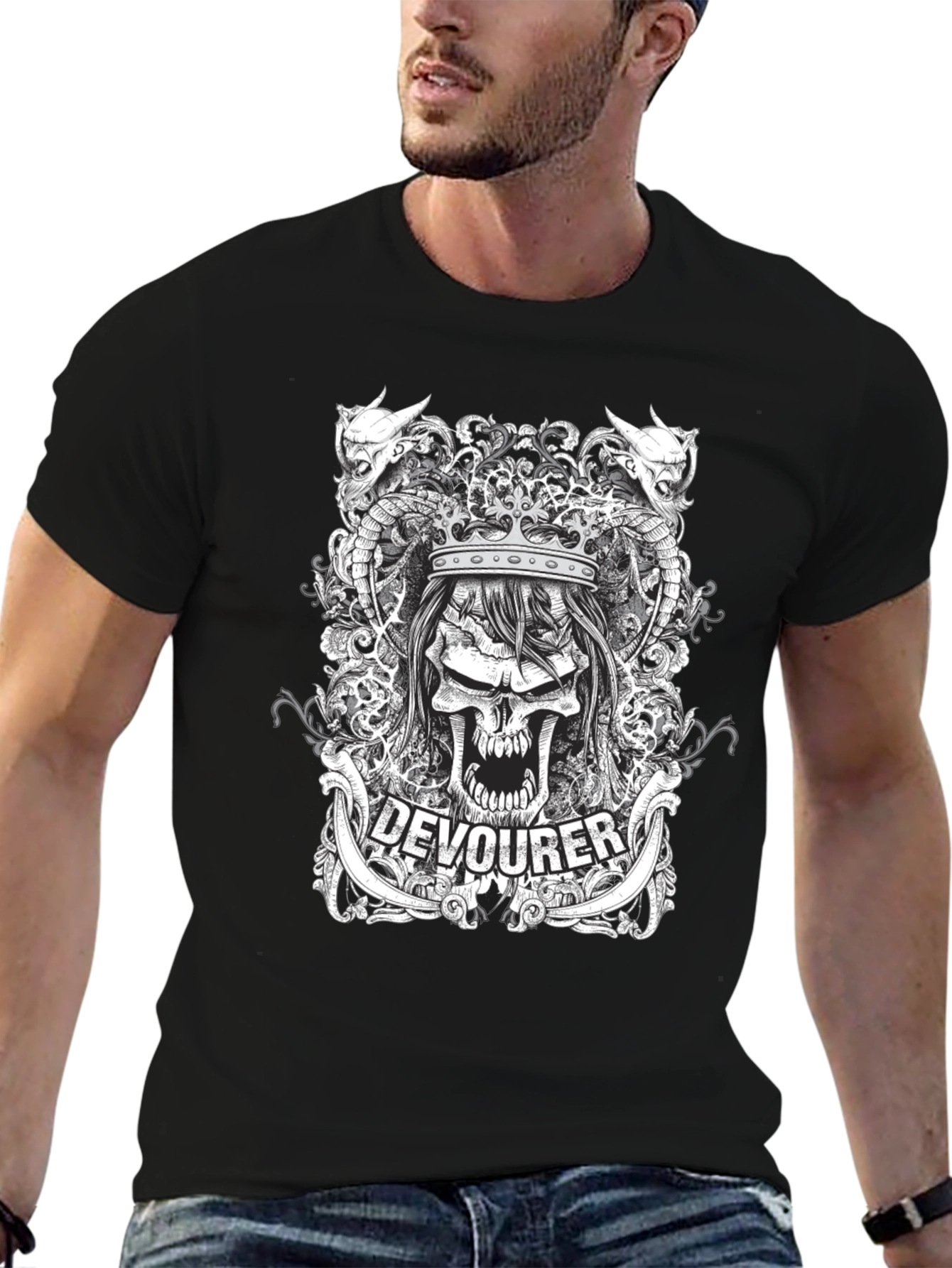 Devourer Skull Graphic Tee - Dark Design