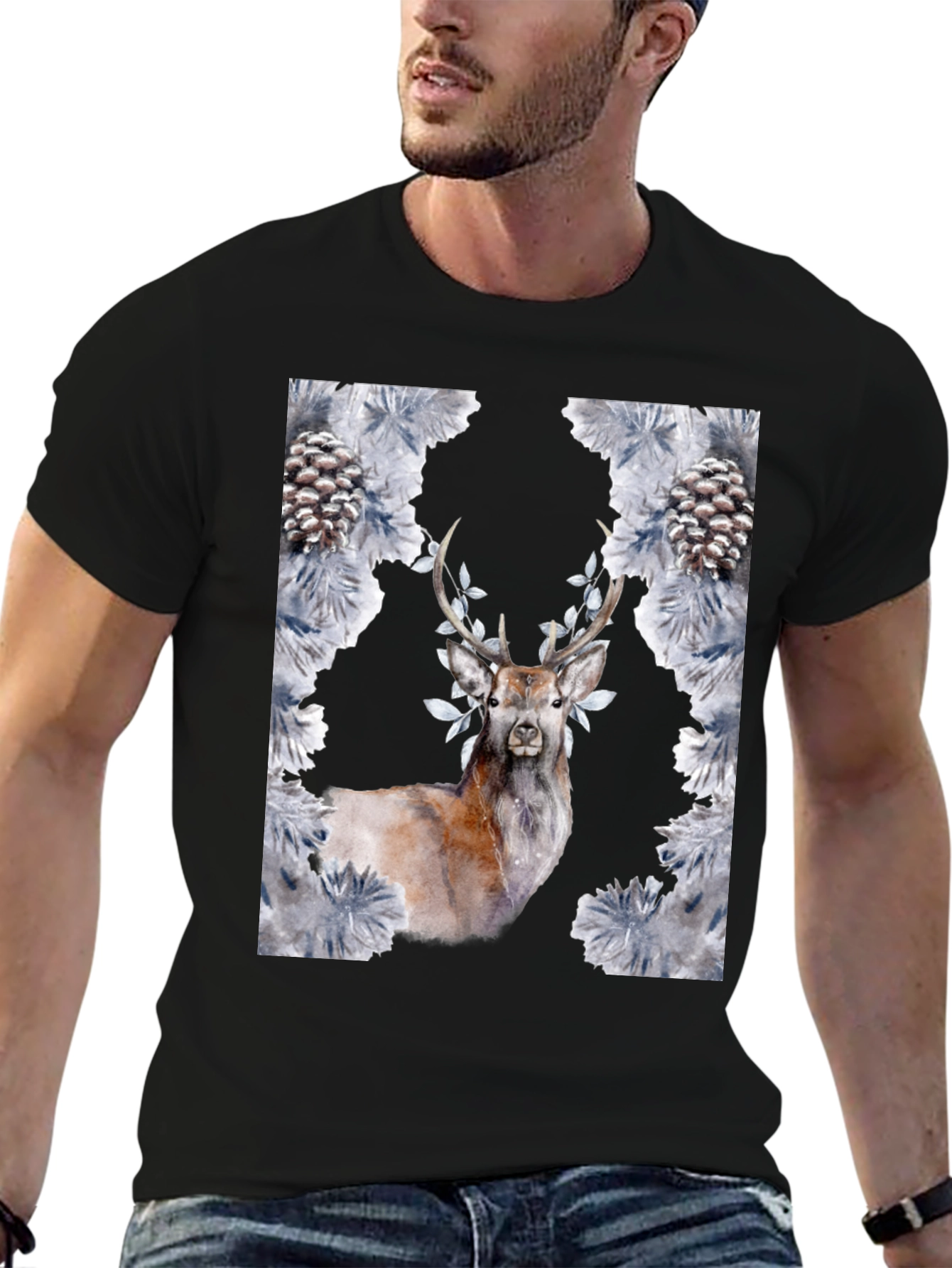 Deer and Pine Cone Graphic Tee