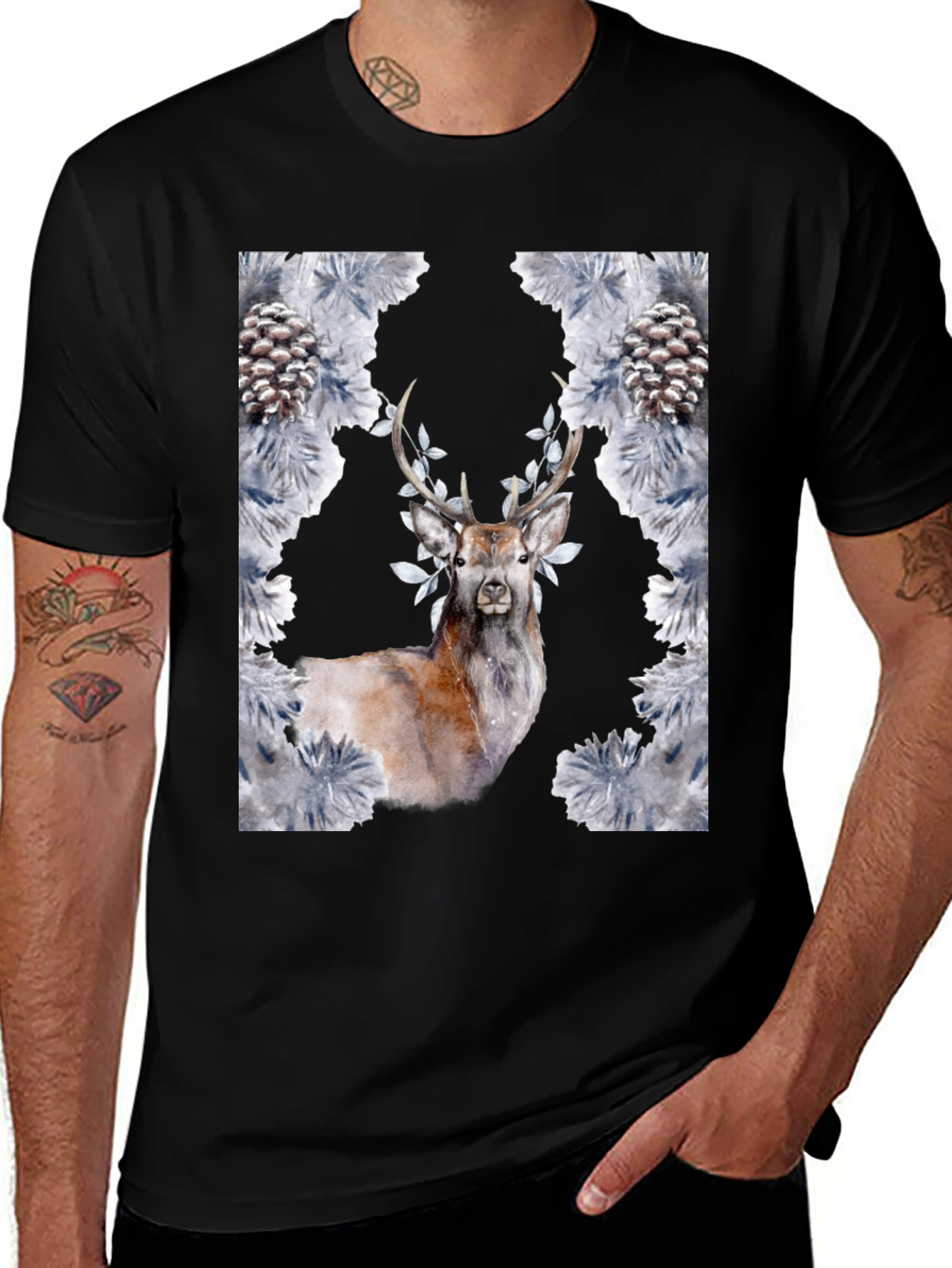 Deer and Pine Cone Graphic Tee
