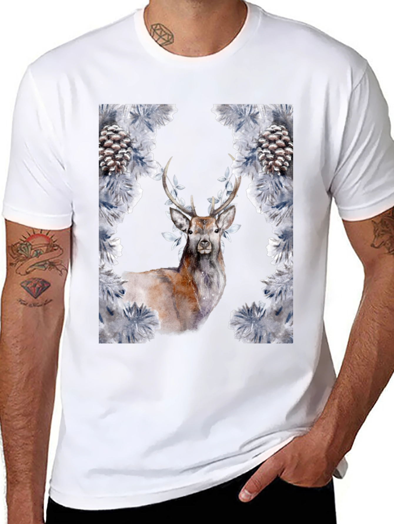 Deer and Pine Cone Graphic Tee