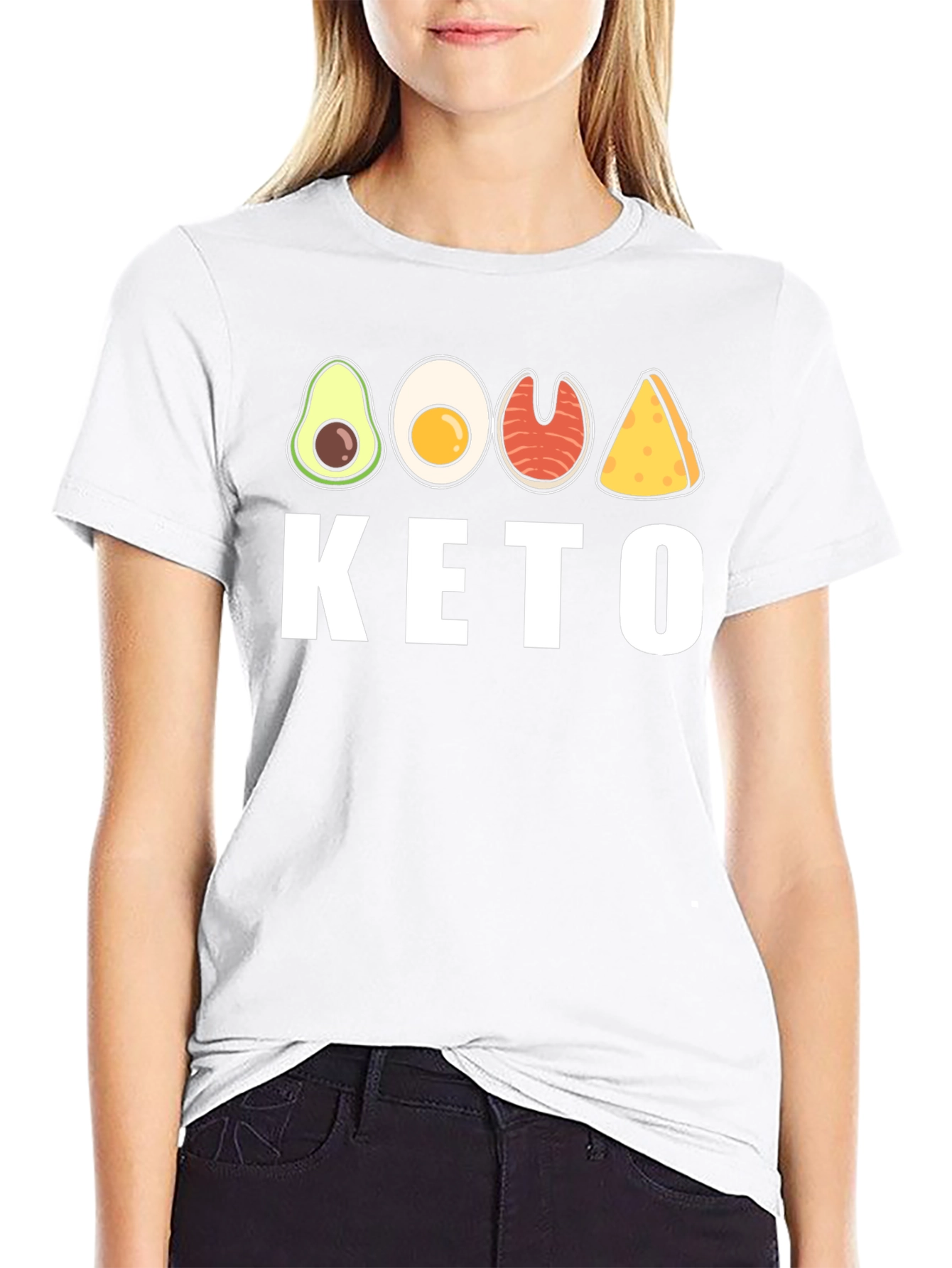 Keto Diet T-Shirt Avocado Egg Salmon Cheese Graphic Tee