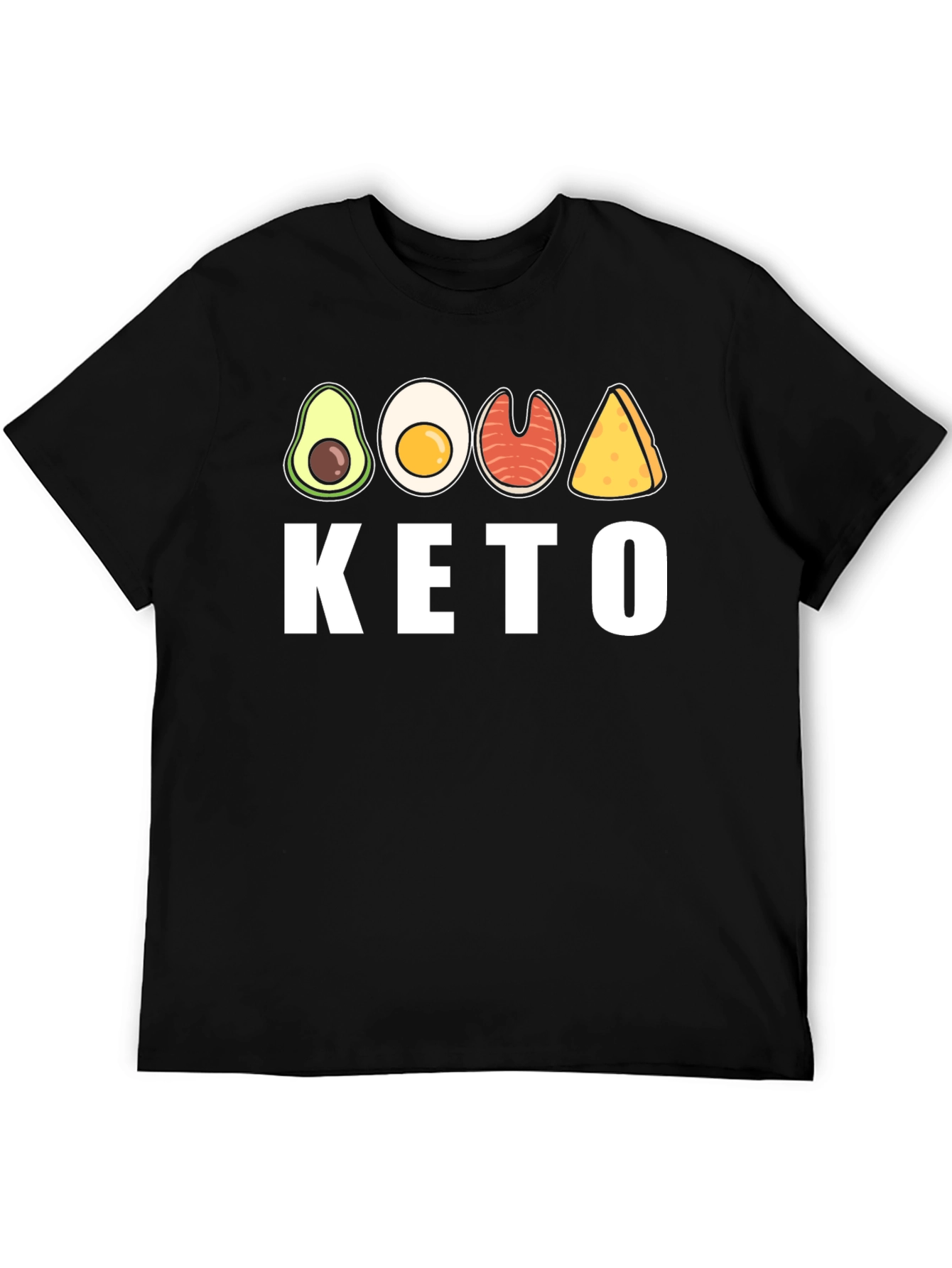 Keto Diet T-Shirt Avocado Egg Salmon Cheese Graphic Tee