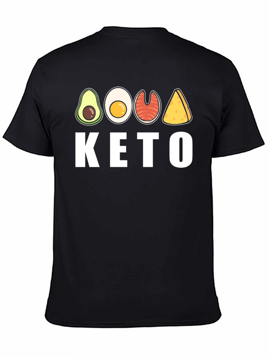 Keto Diet T-Shirt Avocado Egg Salmon Cheese Graphic Tee