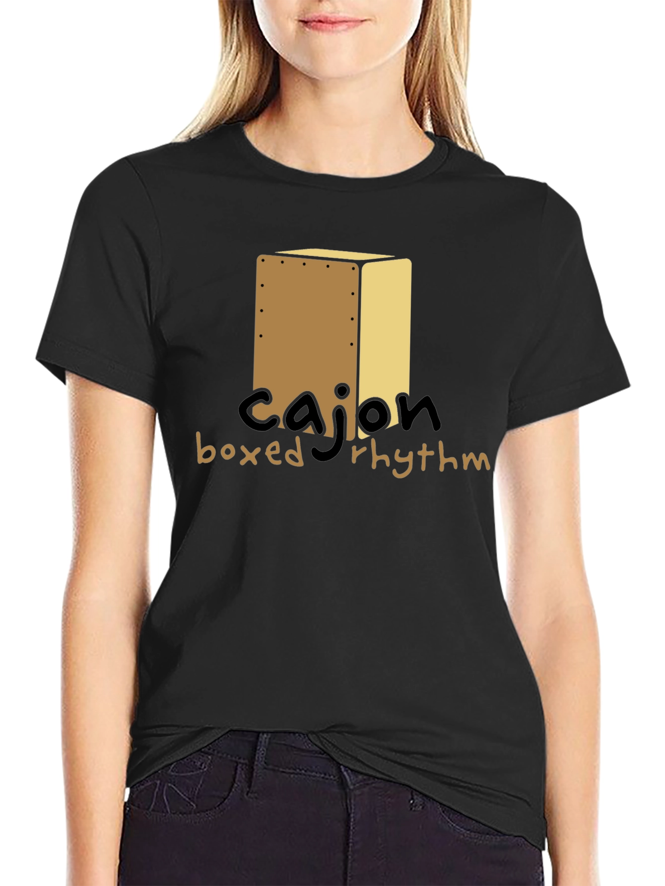 Cajon Boxed Rhythm Graphic Tee - Music Lover T-Shirt