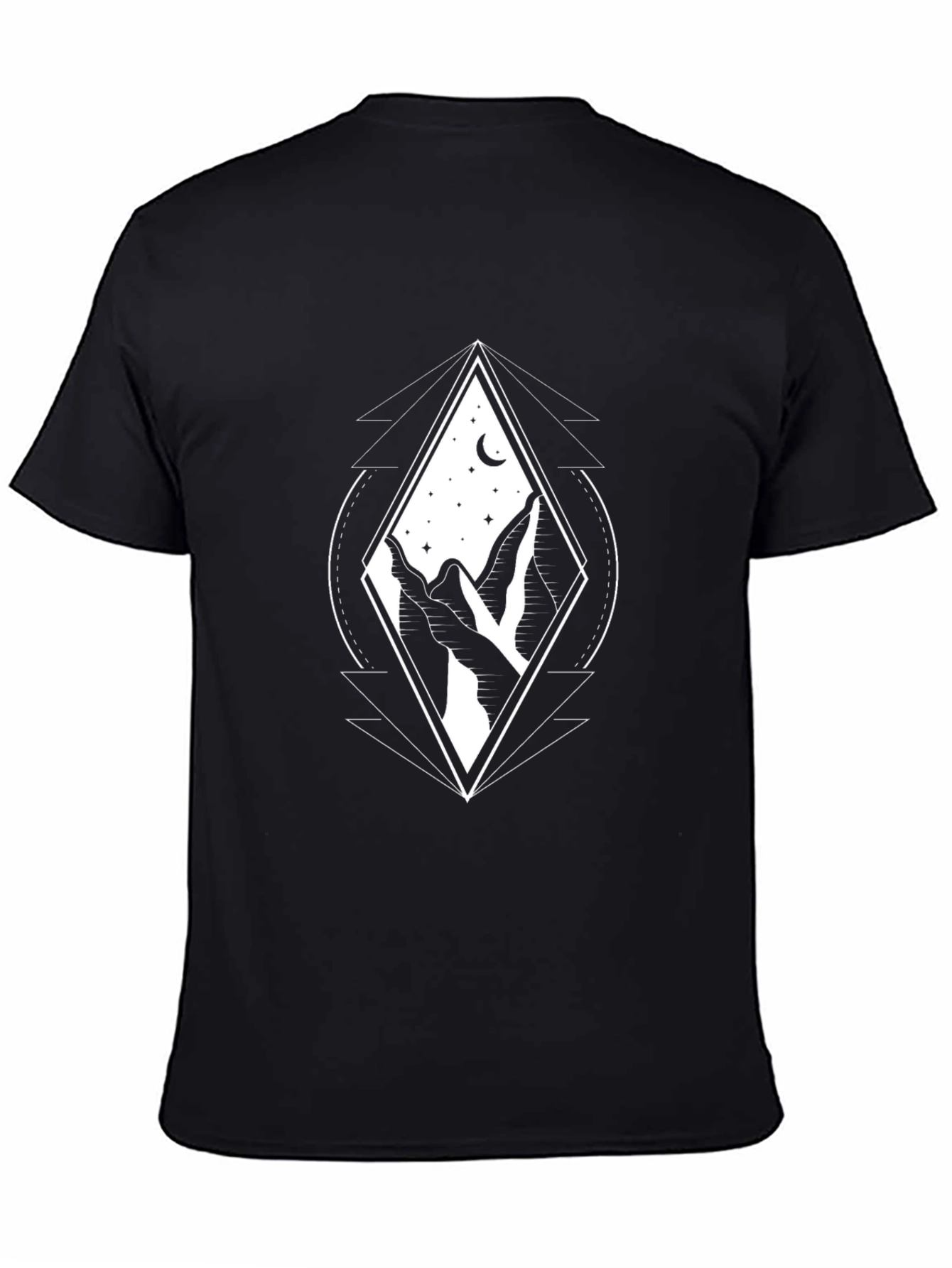 Mountainscape Graphic Tee - Black Cotton Blend T-Shirt