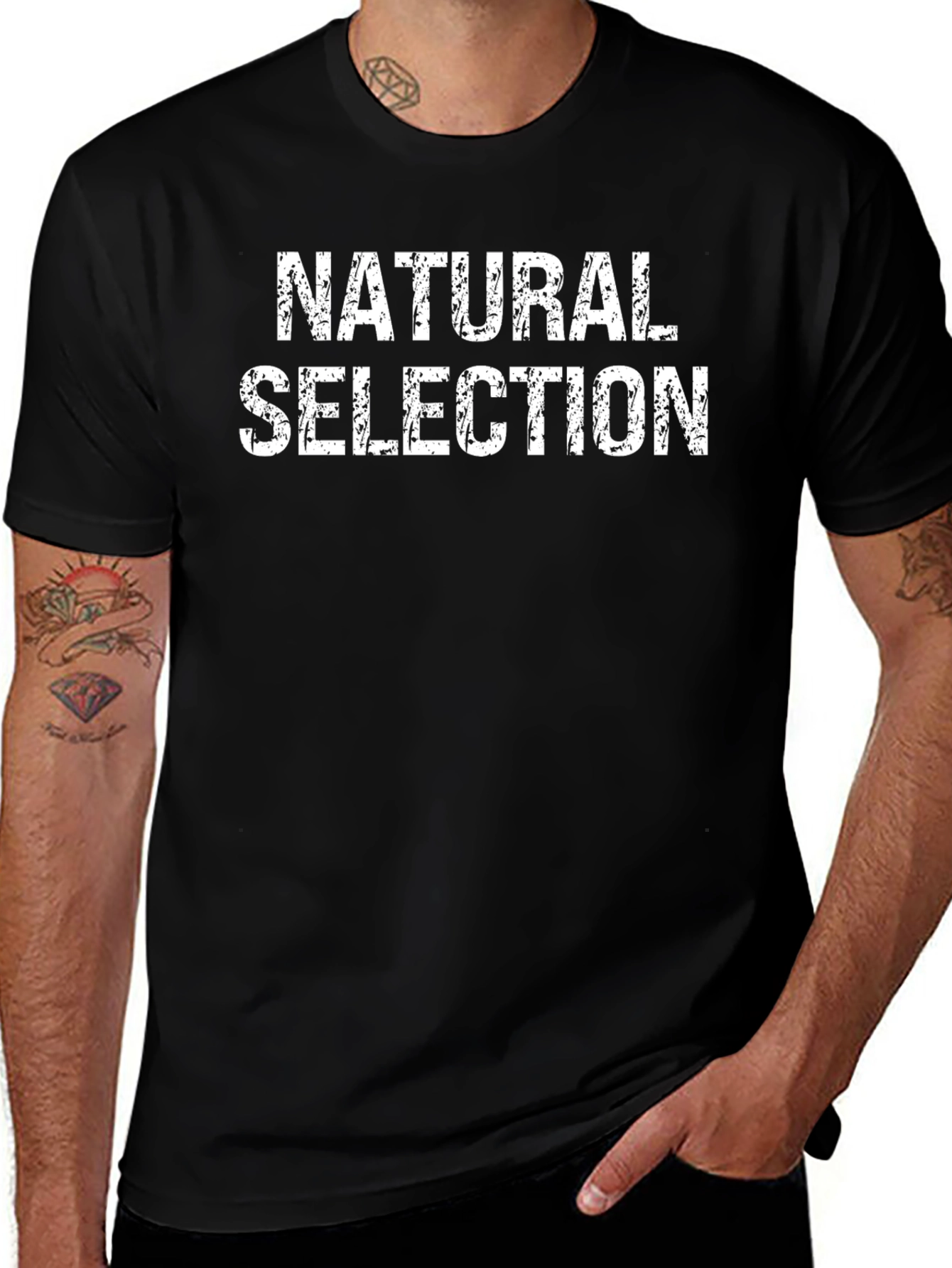 Natural Selection Graphic T-Shirt - Black Casual Tee
