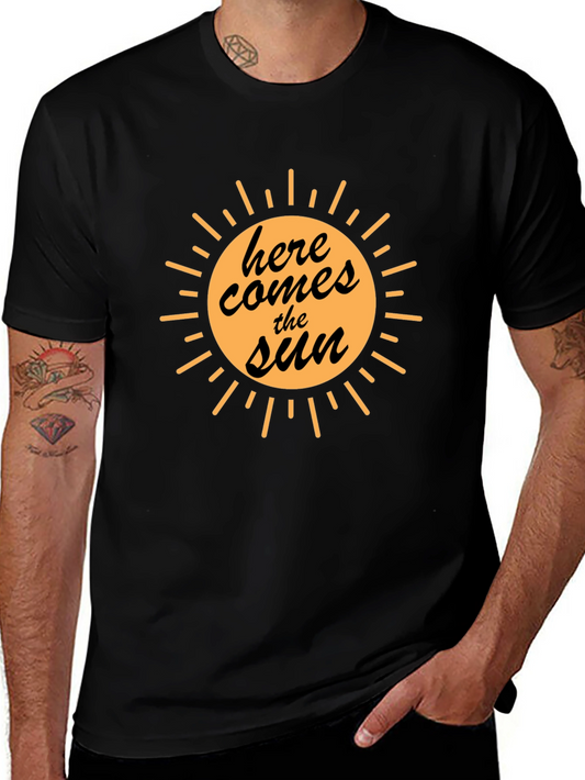 Here Comes the Sun Graphic Tee - Black Cotton T-Shirt