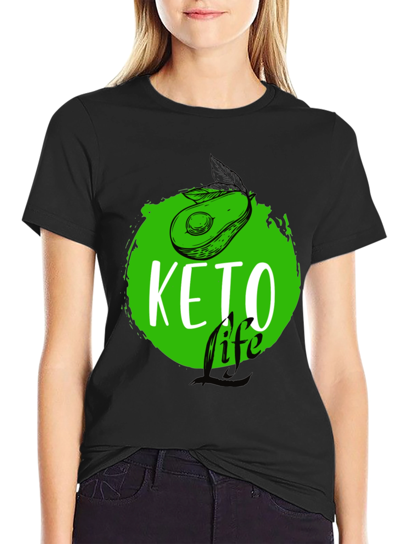 Keto Life Avocado Graphic T-Shirt - Black