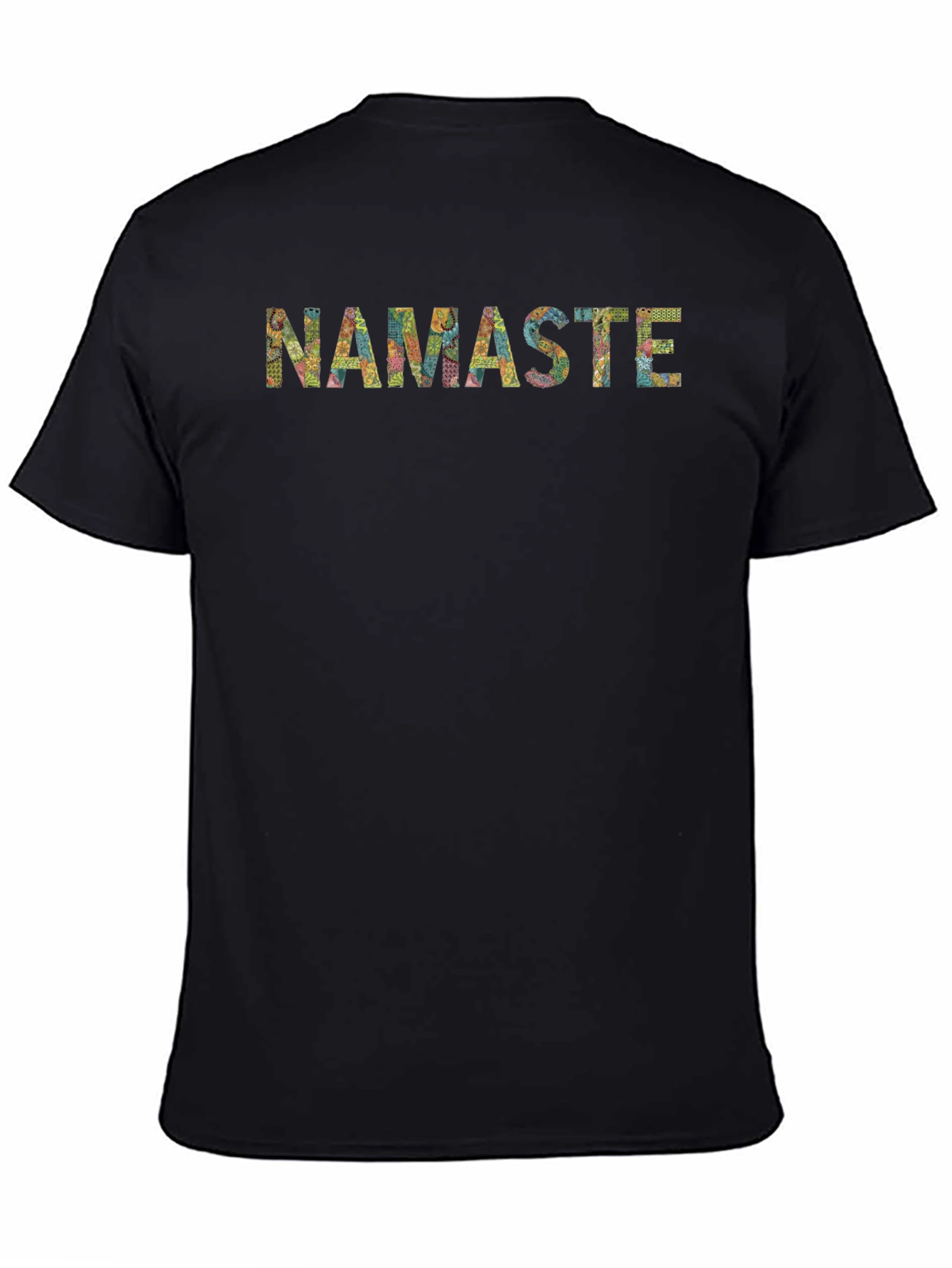 Namaste Patterned Graphic Black T-Shirt
