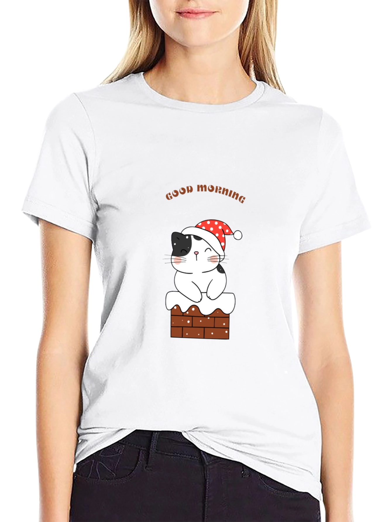 Festive Cat Good Morning Graphic Tee