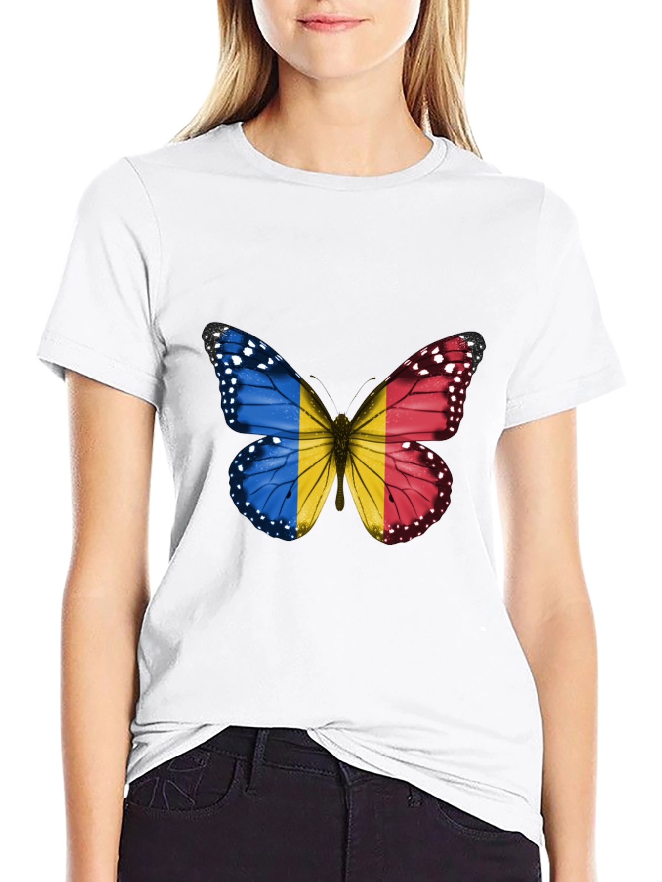 Butterfly Romania Flag Graphic T-Shirt