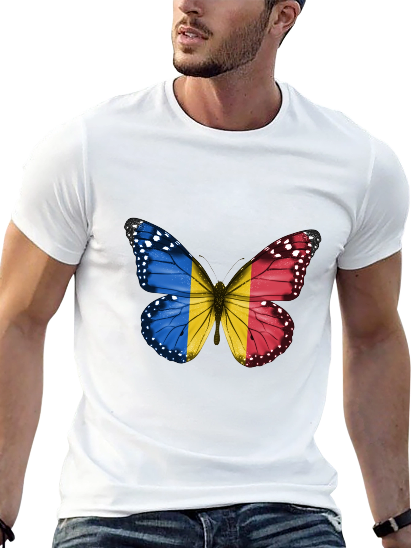 Butterfly Romania Flag Graphic T-Shirt