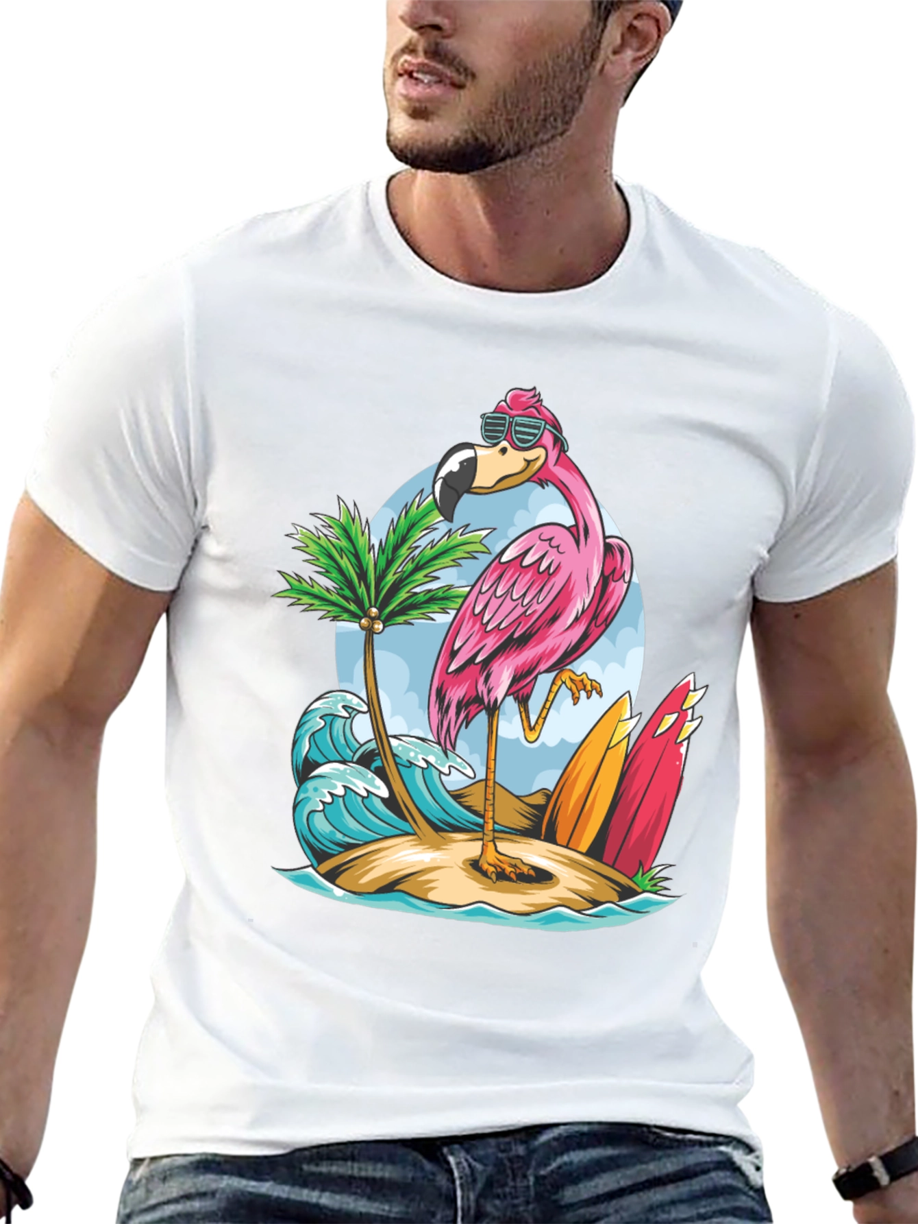 Tropical Flamingo Graphic Tee - Island Style