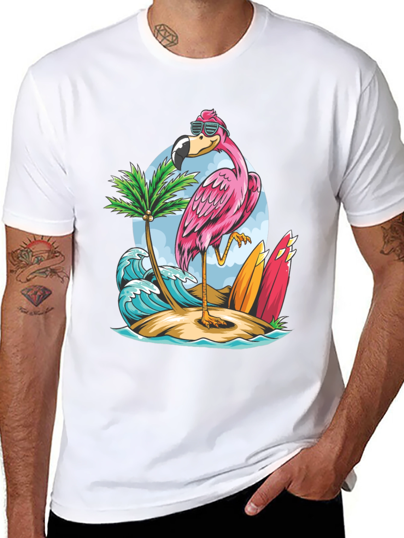 Tropical Flamingo Graphic Tee - Island Style