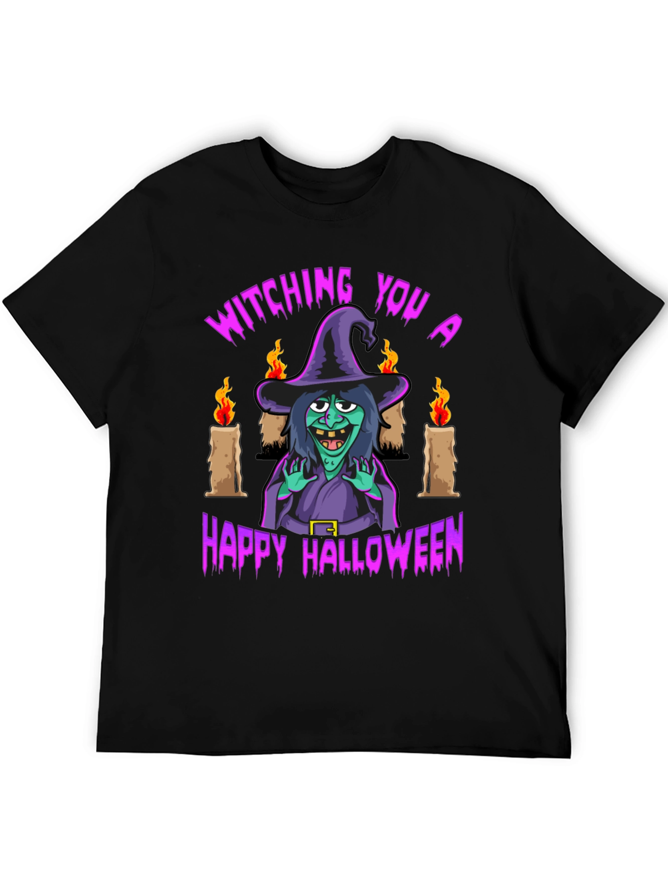 Witching You Happy Halloween T-Shirt - Black