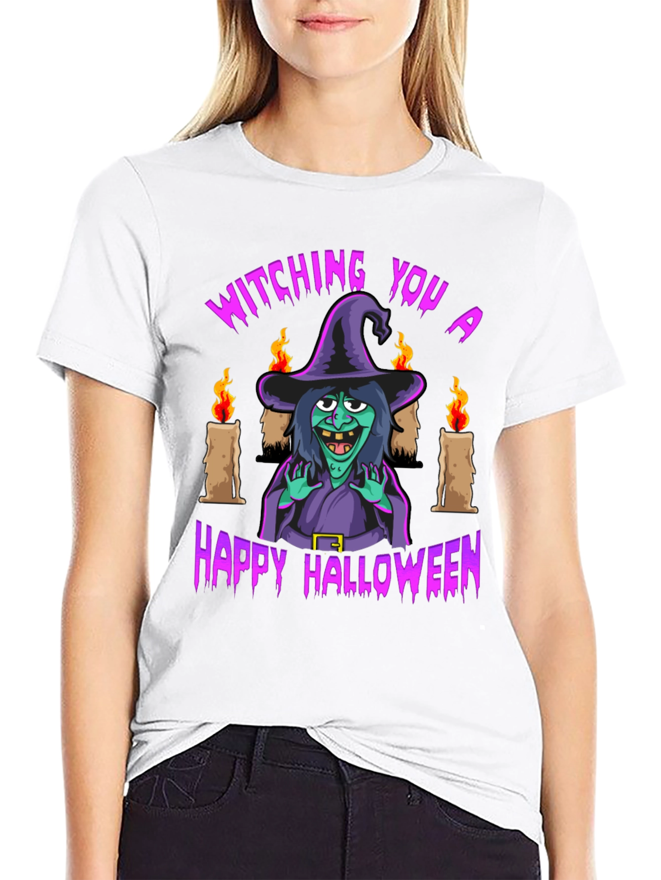 Witching You Happy Halloween T-Shirt - Black