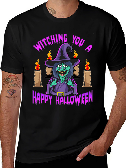 Witching You Happy Halloween T-Shirt - Black