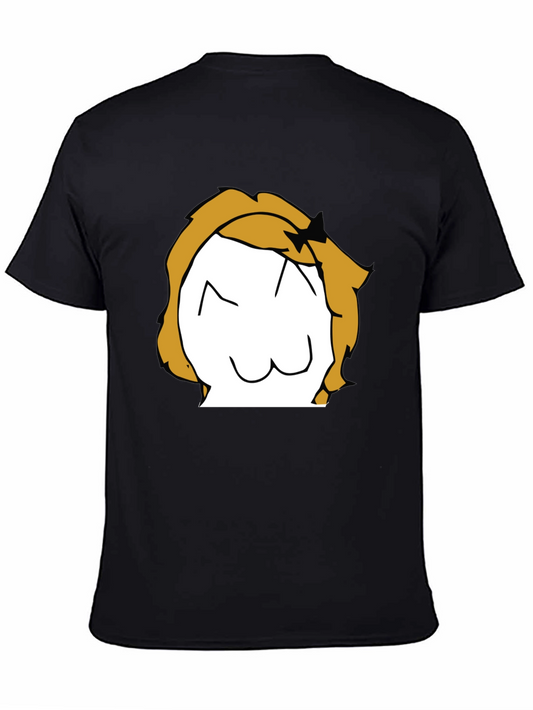 Anime Style Graphic T-Shirt - Black Crew Neck