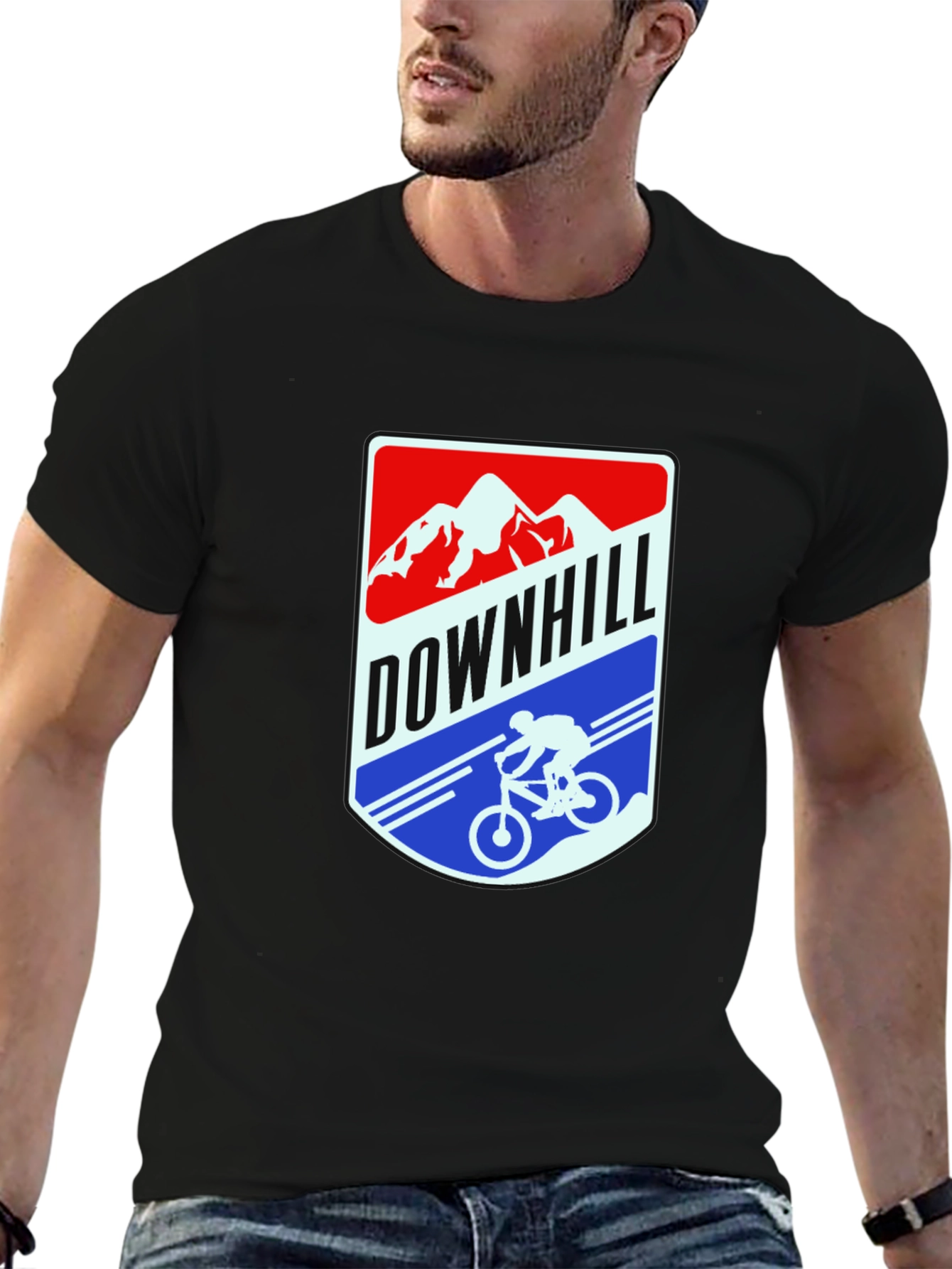 Downhill Mountain Biker Graphic Tee - Black