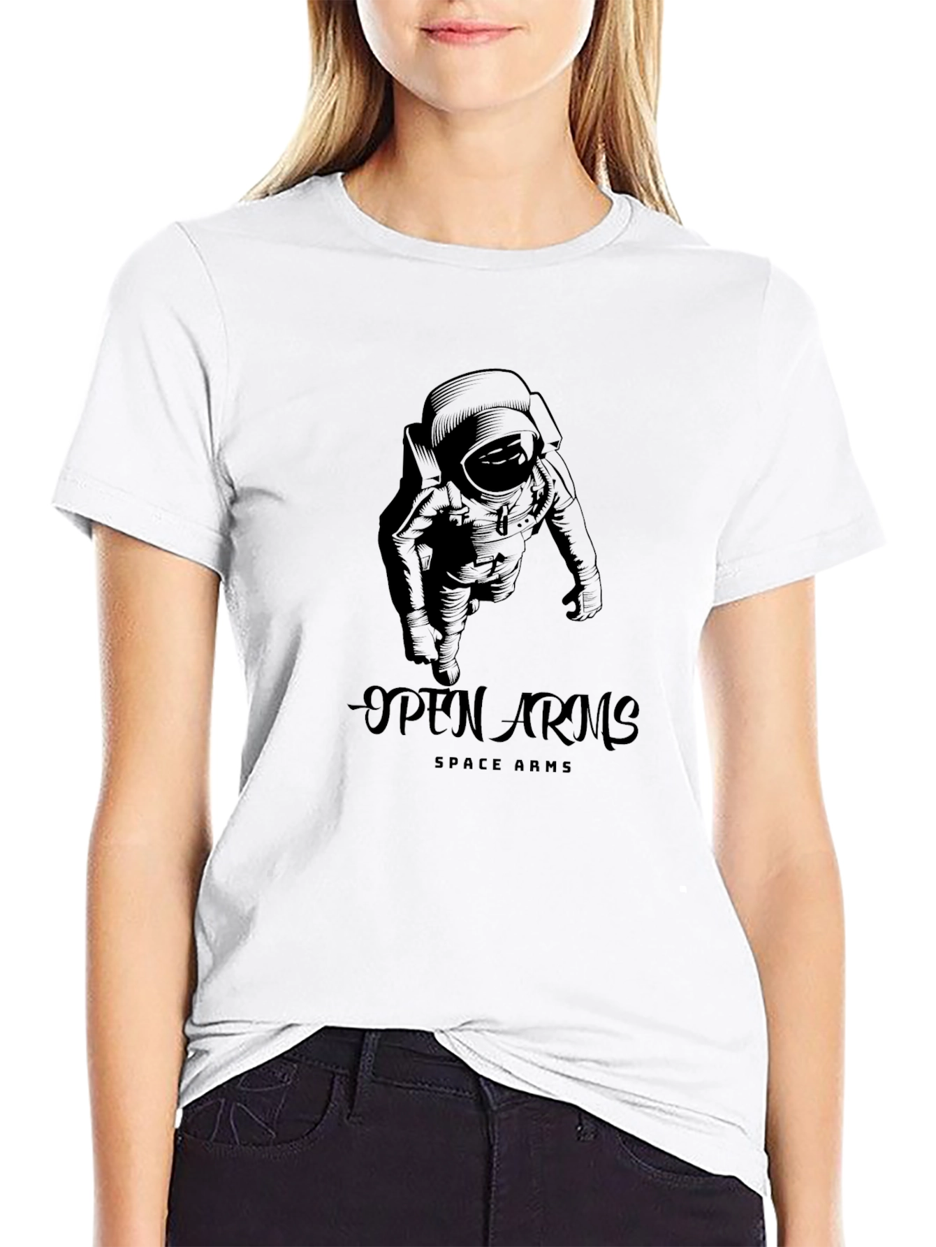 Open Arms Space T-Shirt - Astronaut Design