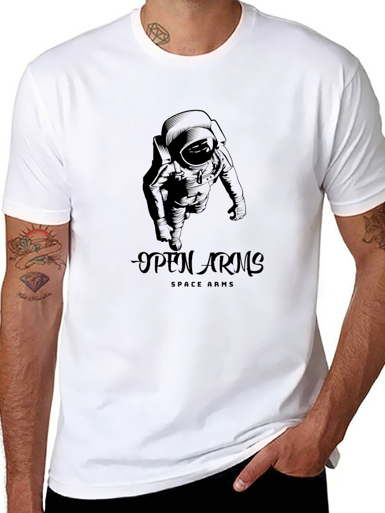 Open Arms Space T-Shirt - Astronaut Design