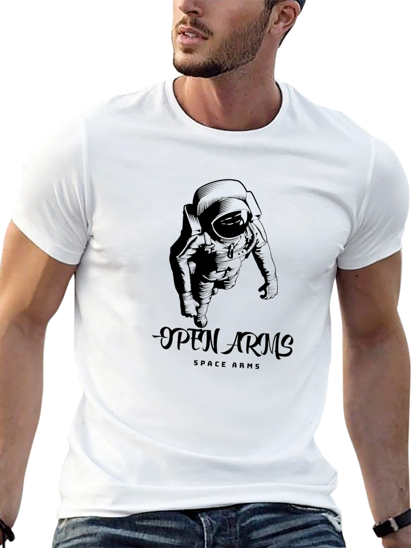 Open Arms Space T-Shirt - Astronaut Design